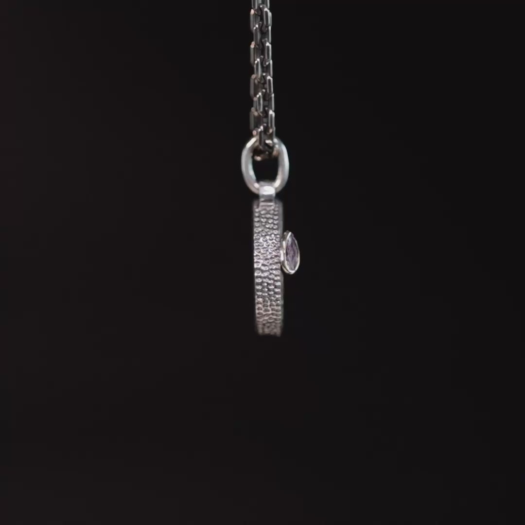 Marduk Pendant with Authentic Ancient Agate Seal in 925 Silver & Raw Ruby in 9K Gold