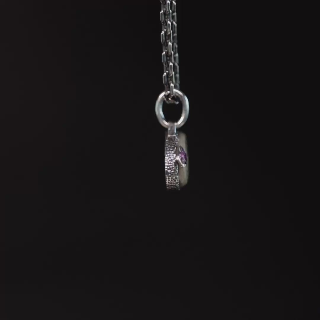 Kerman Pendant with Authentic Ancient Agate Seal in 925 Silver & Raw Ruby in 9K Gold