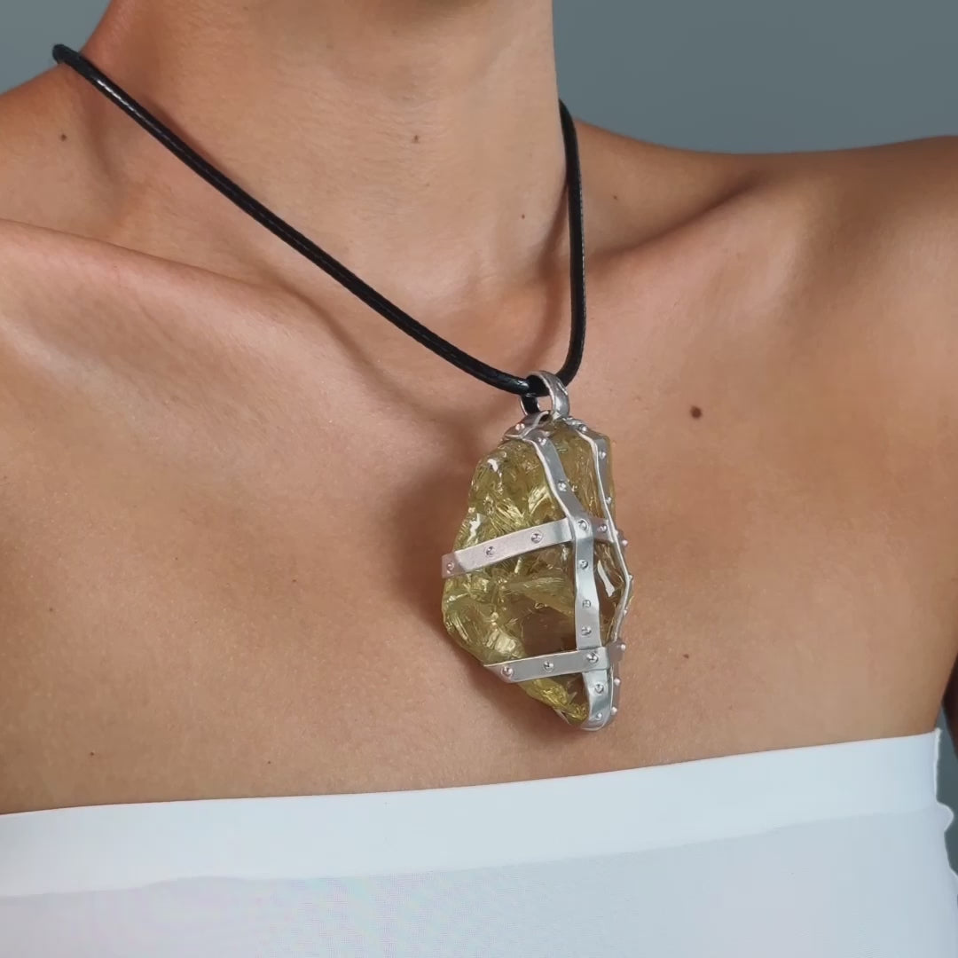 Eld Rough Lemon Quartz Pendant