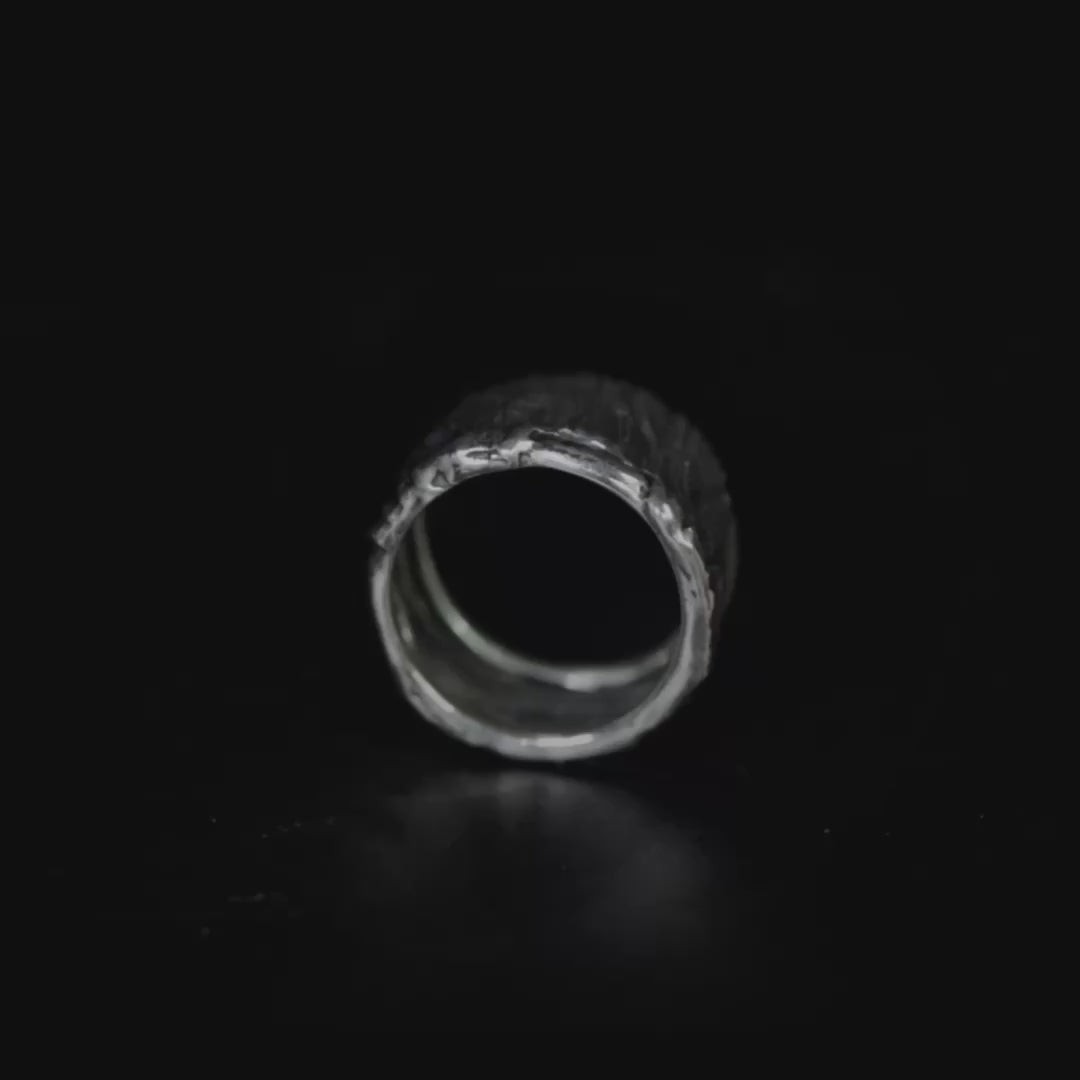 Veldt Oxidized 925 Silver Ring with Organic Wrinkled Texture