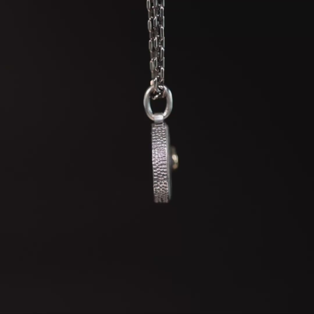 Gilgamesh Pendant with Authentic Near Eastern Agate Seal in 925 Silver & Raw Pink Sapphire in 9K Gold