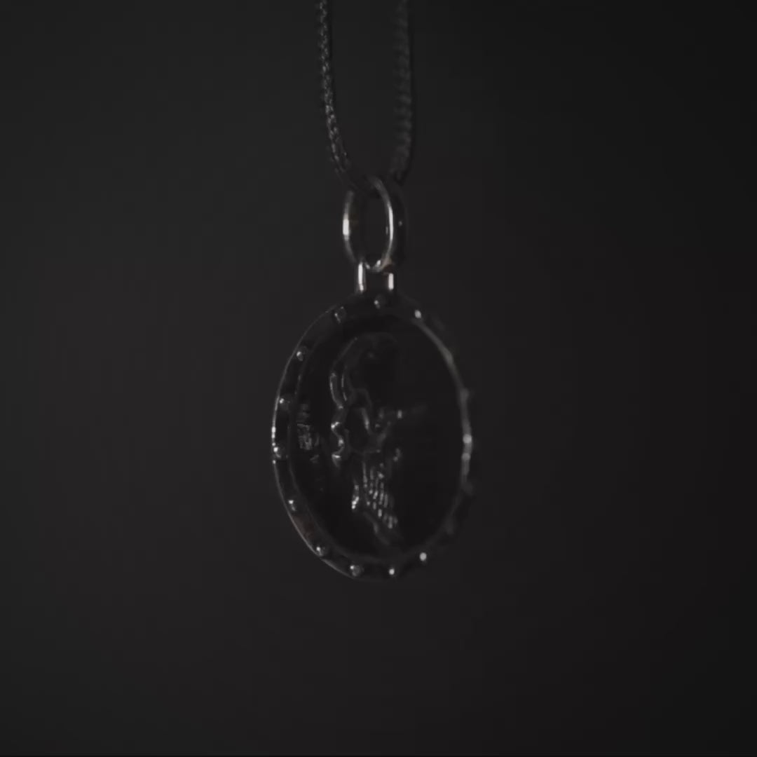 Revel Oxidized 925 Silver Gothic Pendant with Skull Design