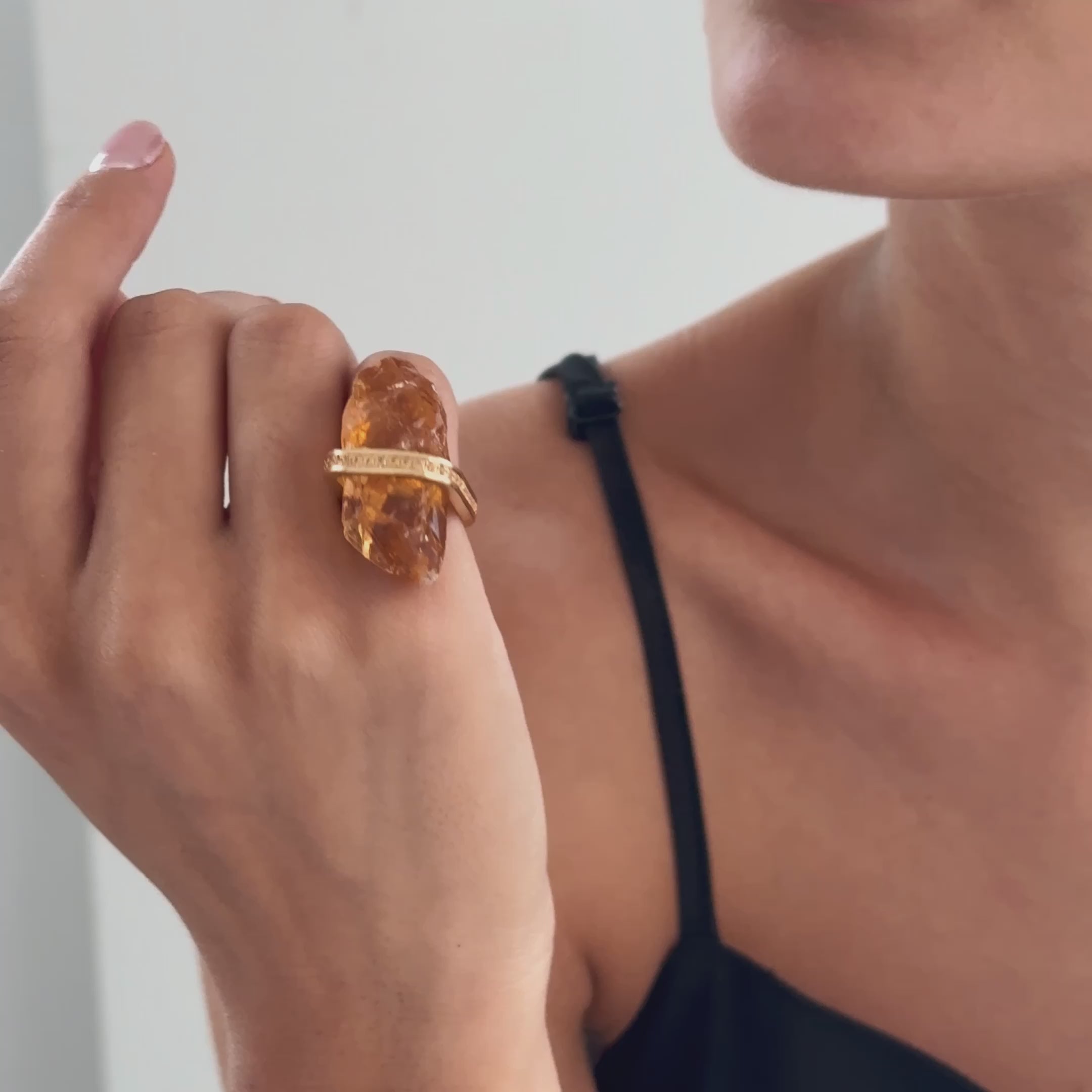 Katom Rough Citrine and Sapphire Ring