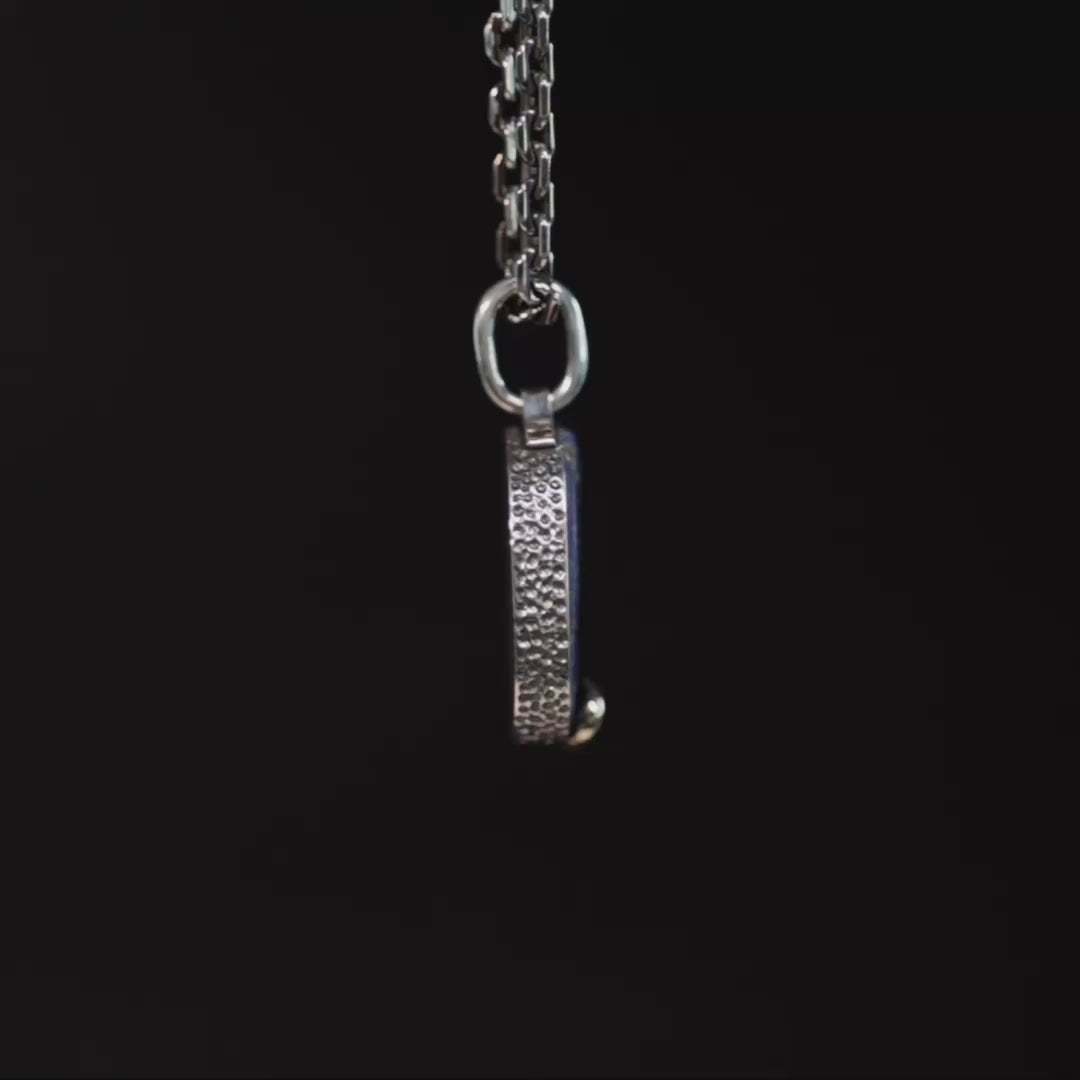 Areios Pendant with Authentic Hellenistic Lapis Lazuli Seal in 925 Silver & Rough Green Tsavorite in 9K Gold