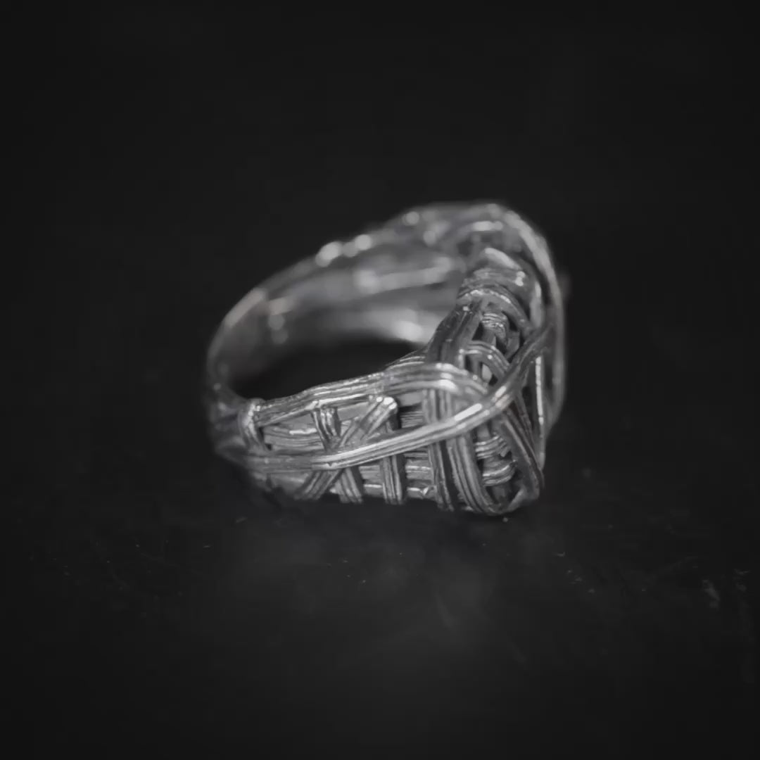 Vortex Handmade Silver Band with Raw Interwoven Texture