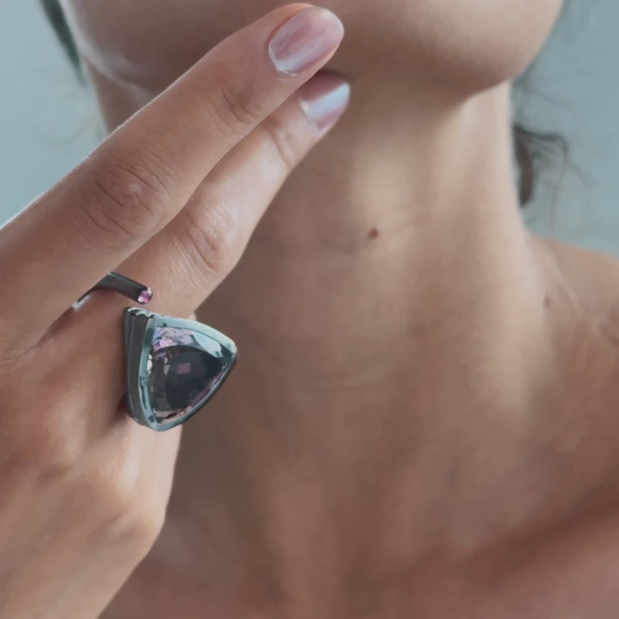 Defoe Ametrine and Mixed Sapphire and Pink Tourmaline Ring