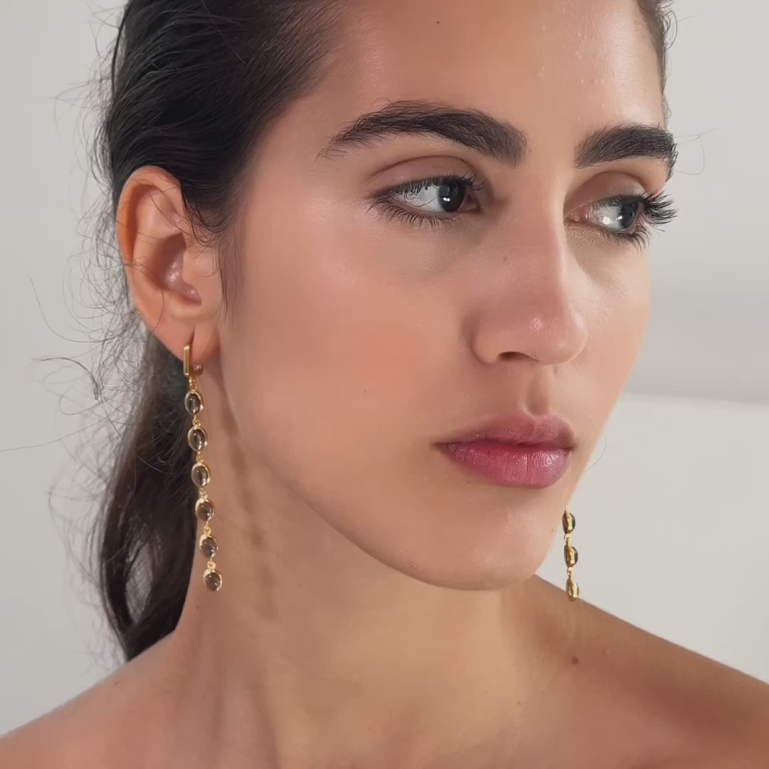 Koro Smoky Quartz Earrings (18K Gold)