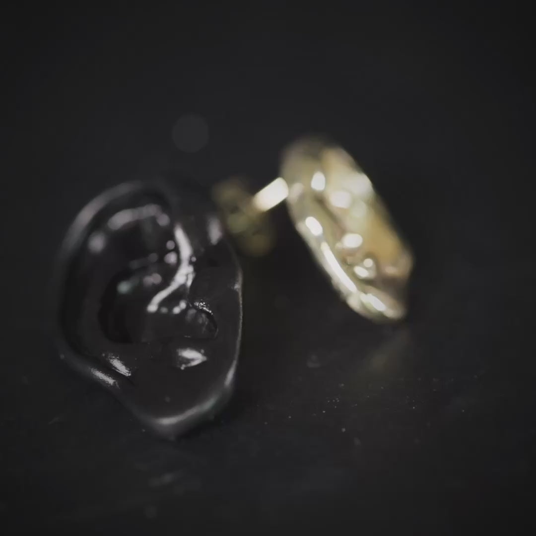 Vincent 925 Silver Asymmetric Ear-Shaped Earrings Anthracite & Gold Plated