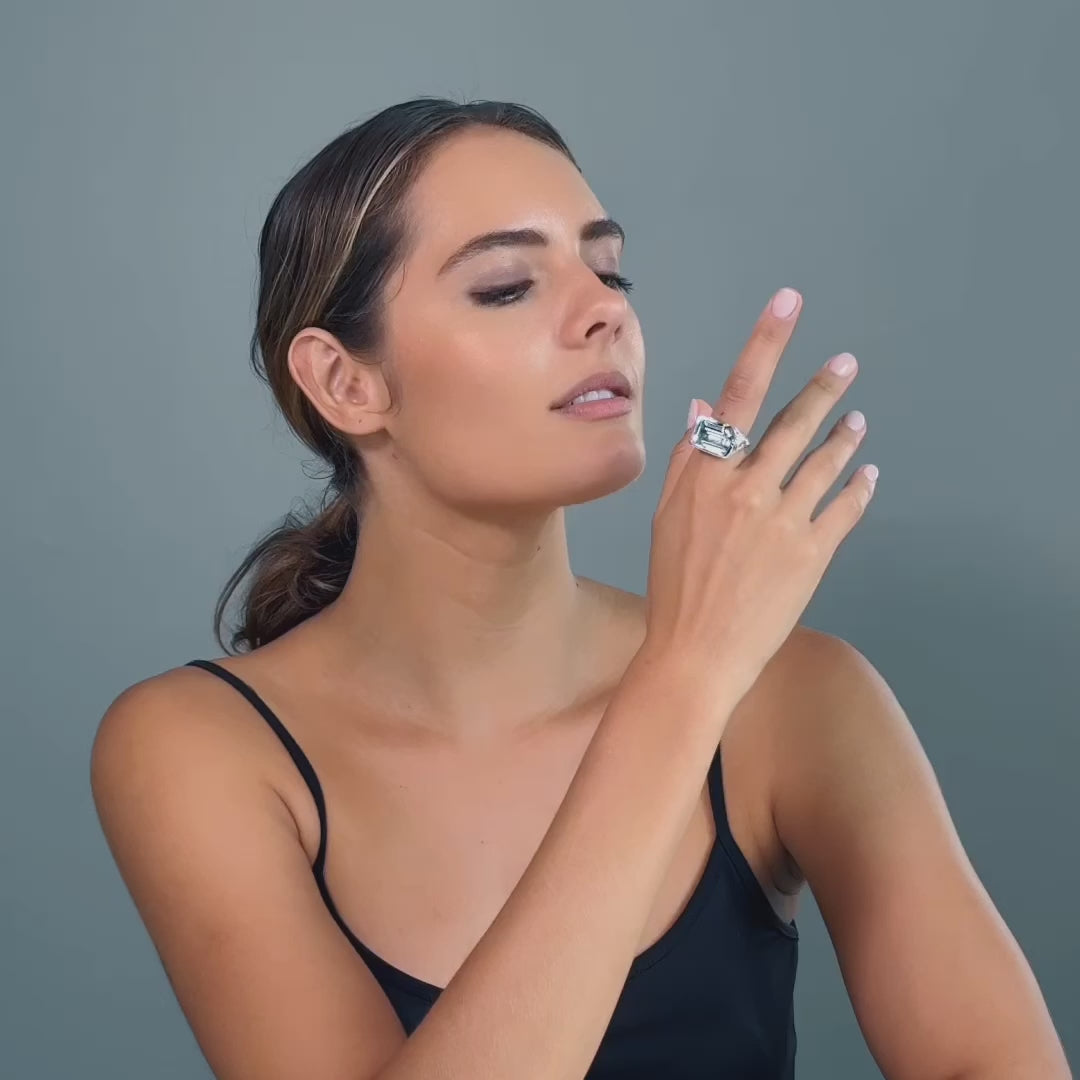 Maranon Singular Edition Silver Ring with Blue Topaz & Blue Sapphire