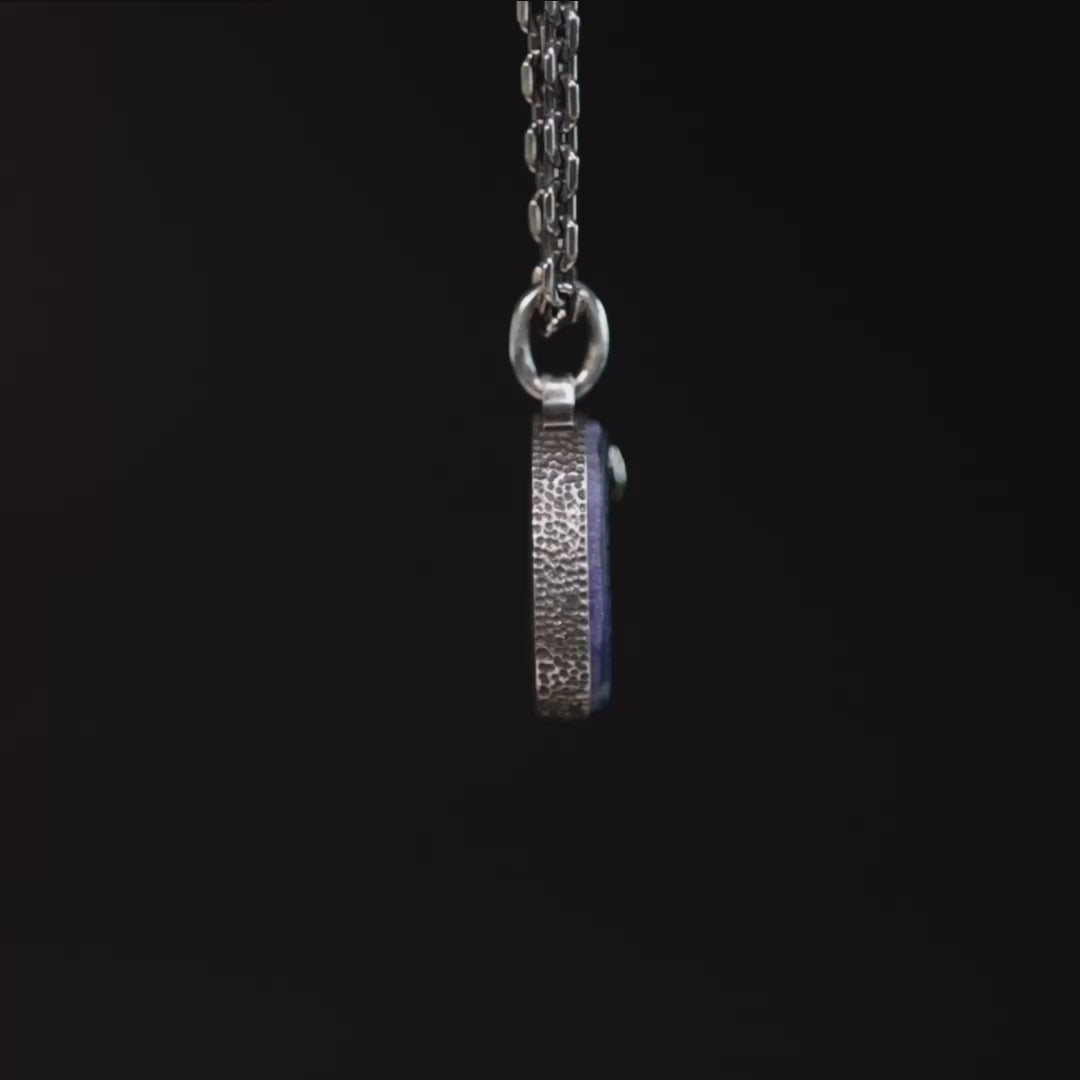Magos Pendant with Authentic Hellenistic Lapis Lazuli Seal in 925 Silver & Raw Yellow Sapphire in 9K Gold