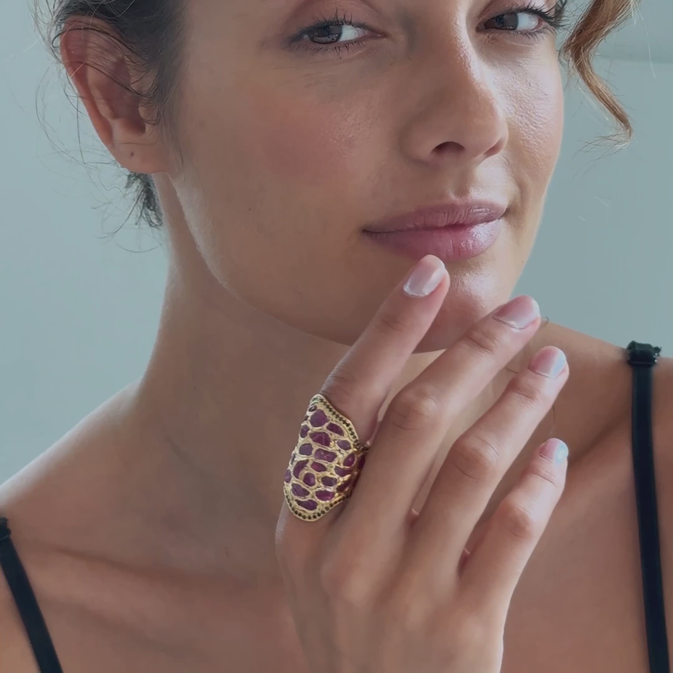Kaled Rough Ruby and Black Spinel Ring