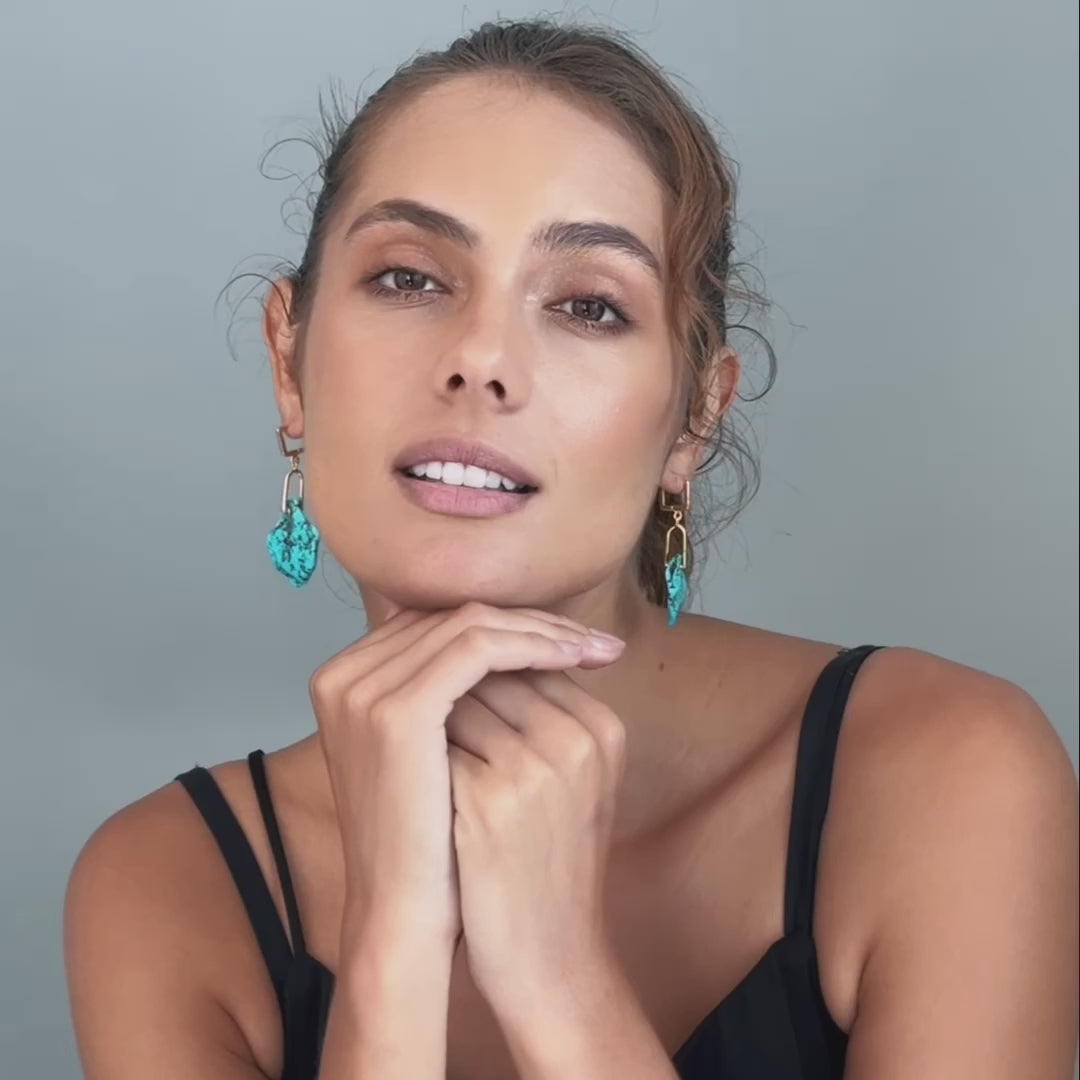 Ciott Rough Turquoise Earrings (18K Gold)