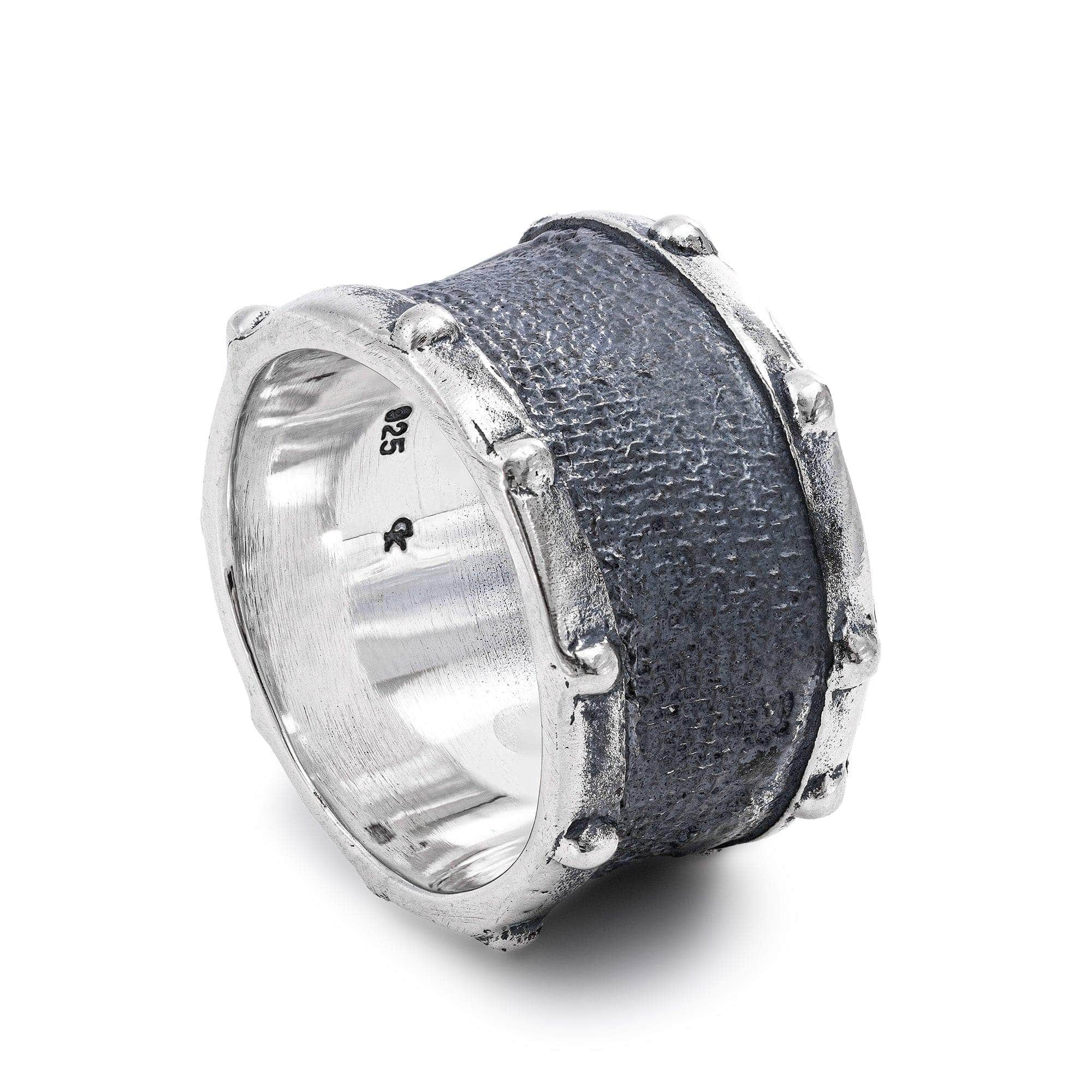 Quench Handcrafted Silver Band with Natural, Rugged Surface