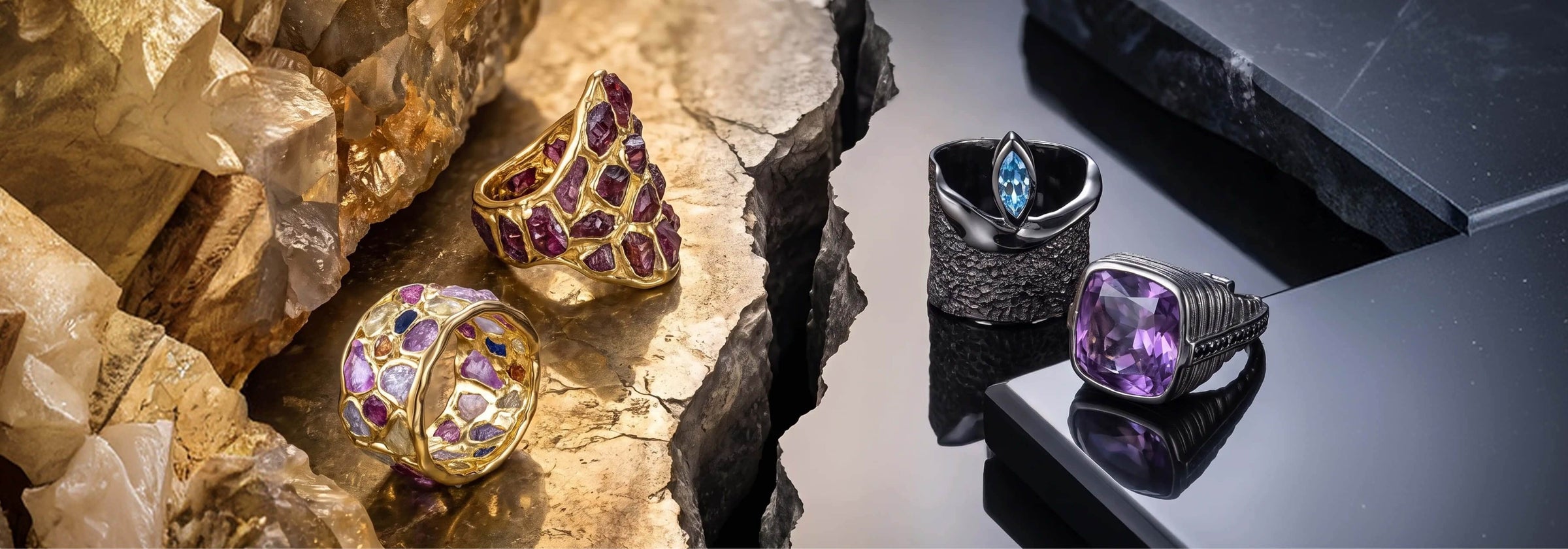 raw vs faceted gemstones jewelry by german kabirski