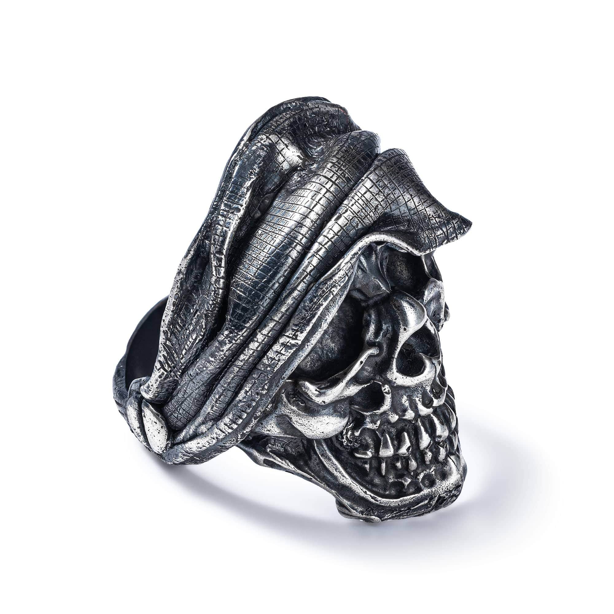 Requiem Handcrafted Sterling Silver Skull Ring with Dark Aesthetic