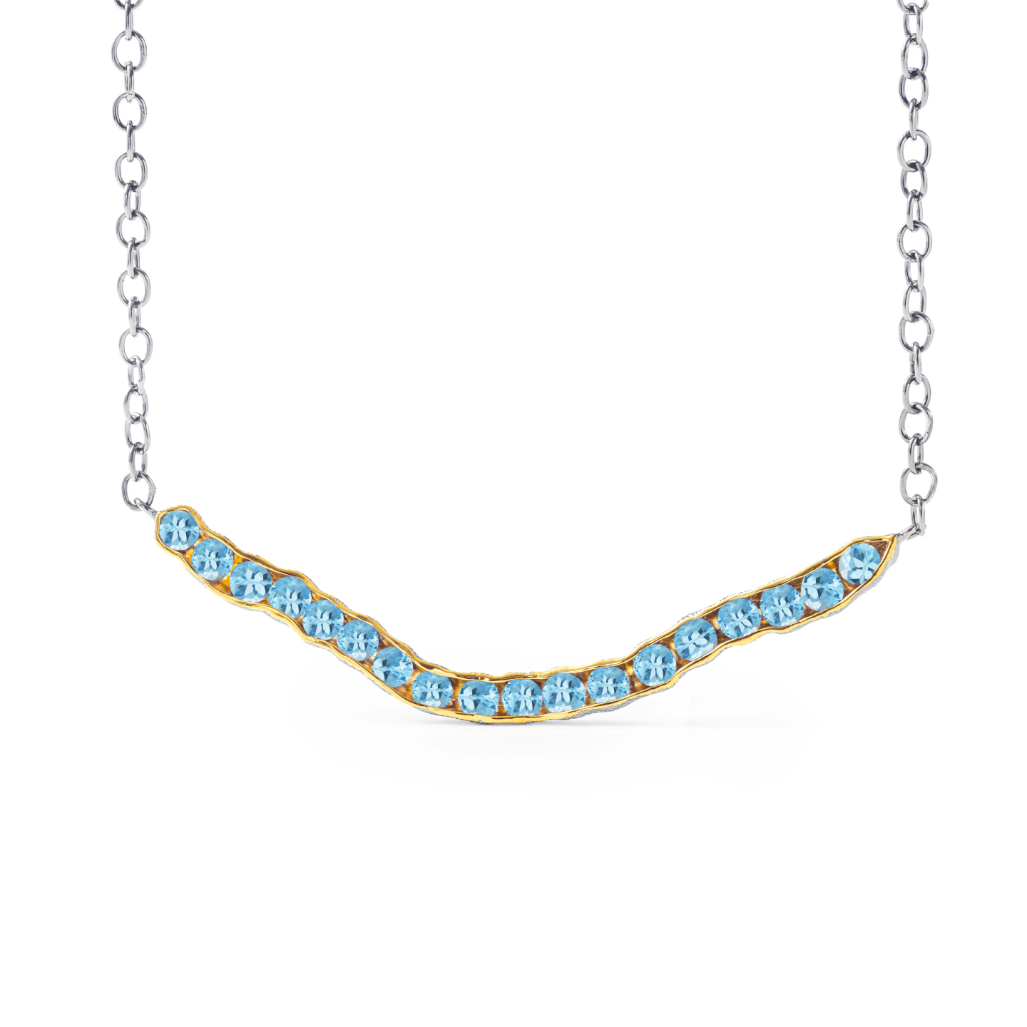 Rigzee Modern Silver Necklace, Co-Designed with Your Choice of Gemstone & Plating: Amethyst, Blue Topaz, Peridot, Rhodolite, Smoky Quartz, Citrine, White or Black Rhodium, Gold