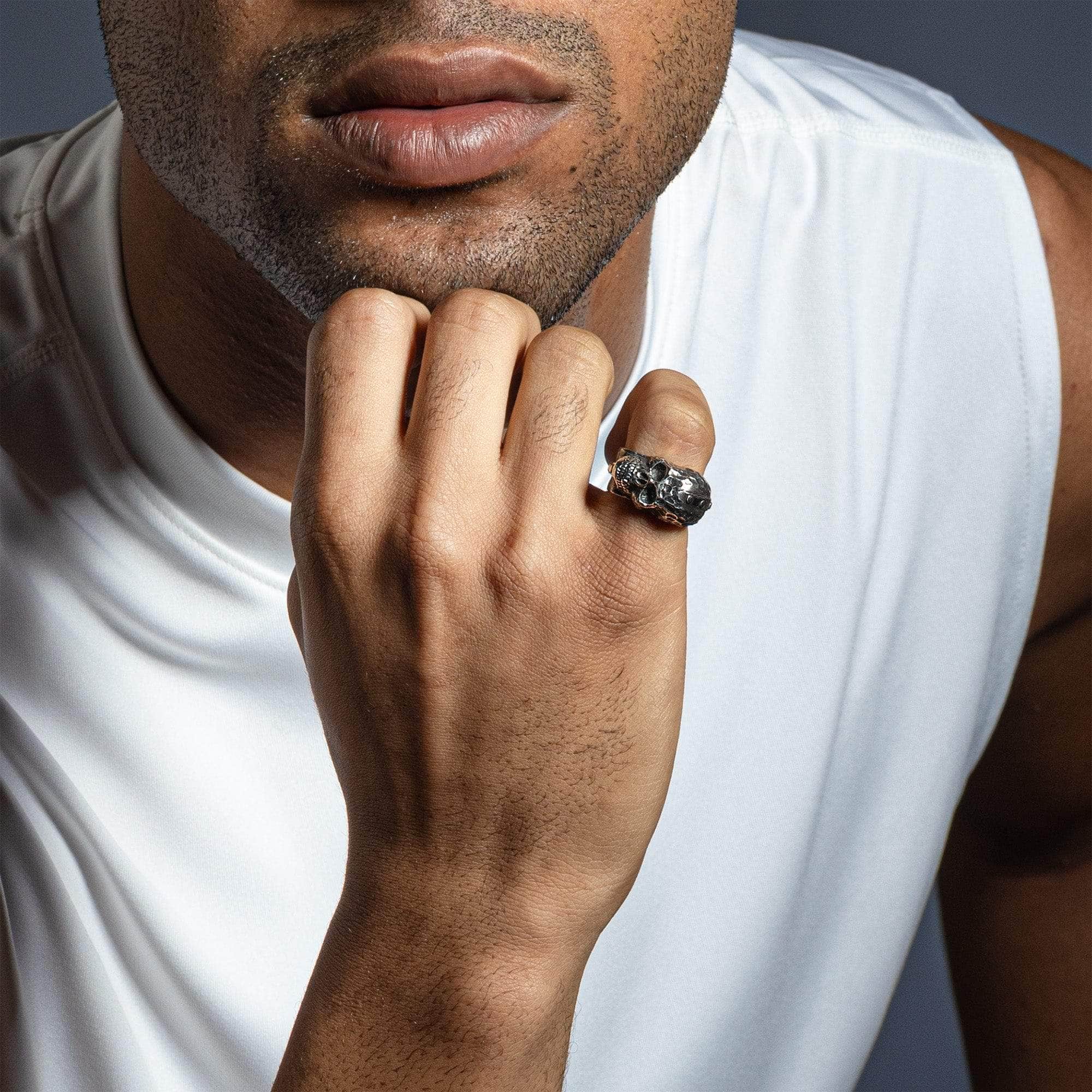 Seraph Sterling Silver Ring with Sculpted Skull Relief