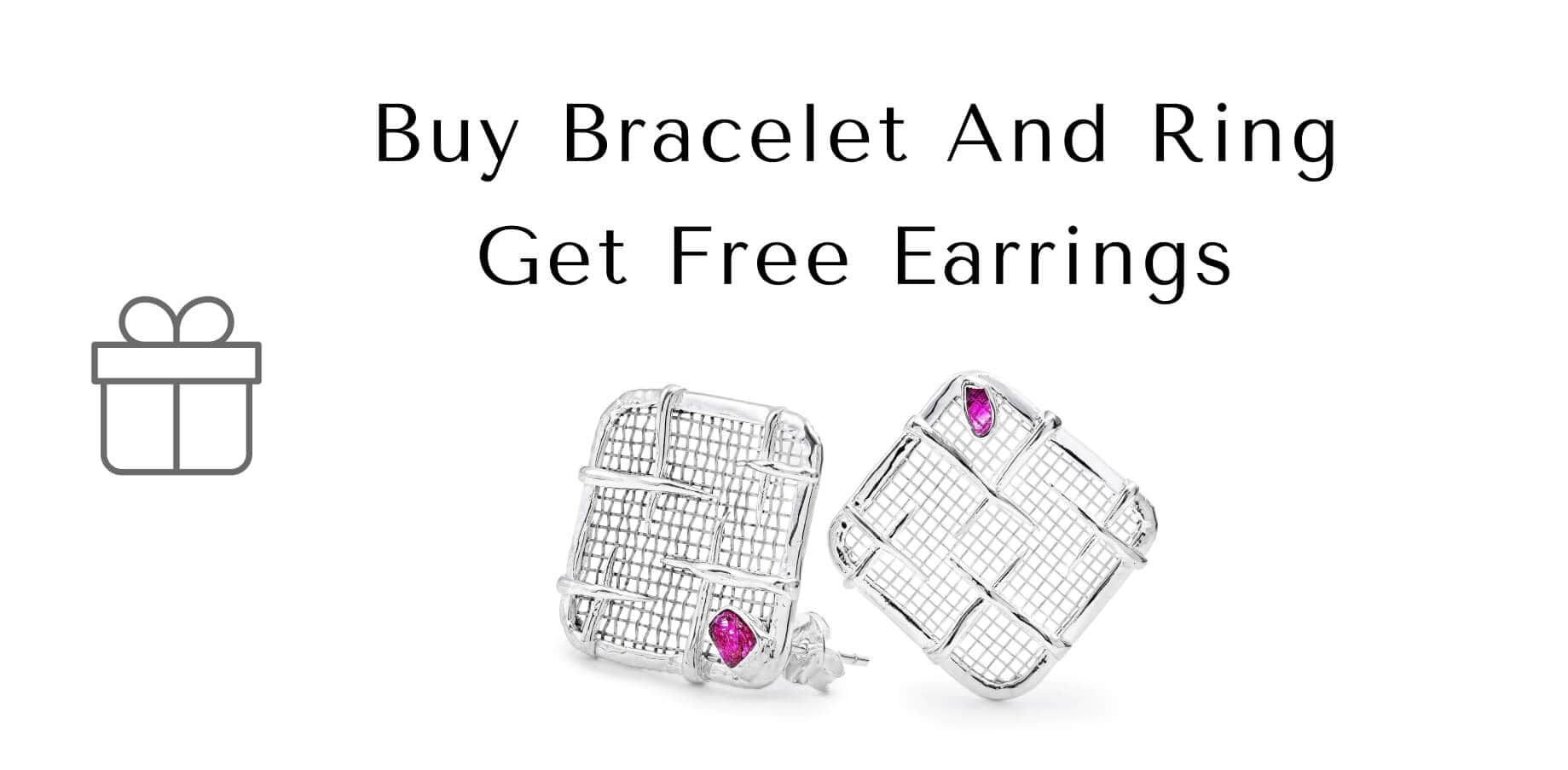 Advertisement for free earrings with bracelet and ring purchase, featuring jewelry illustrations