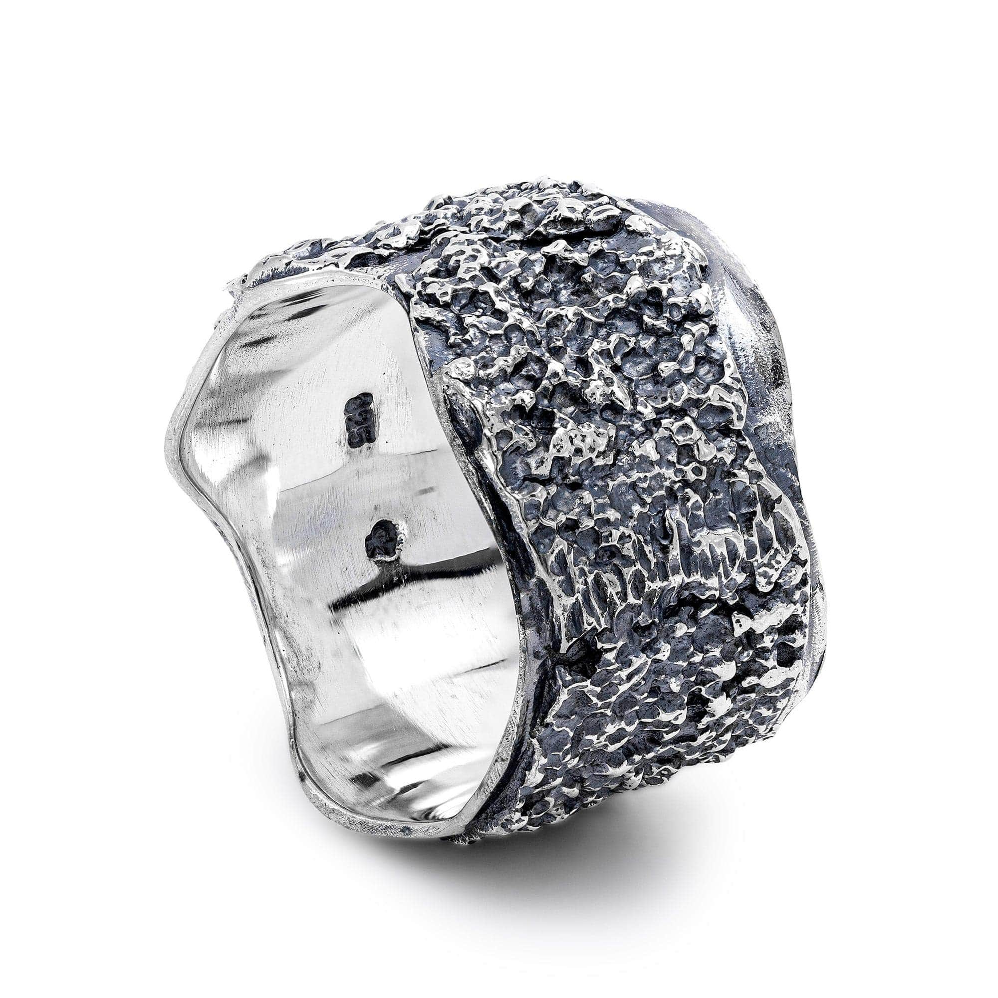 Shelter Rustic Silver Ring with Natural Grainy Surface