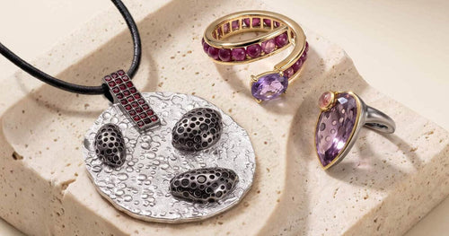 statement pendant and rings by german kabirski