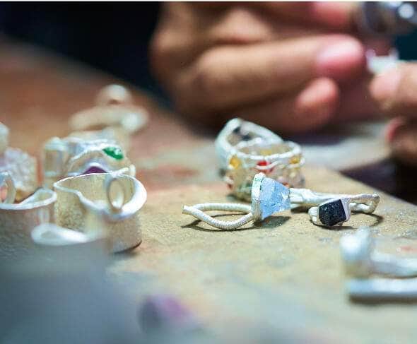creating jewelry on the table