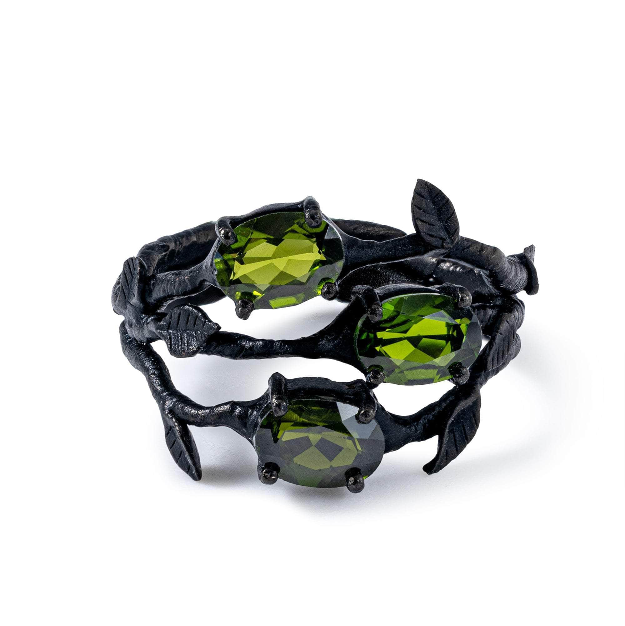 Tenebris Anthracite Plated Sterling Silver Ring with Chrome Diopside