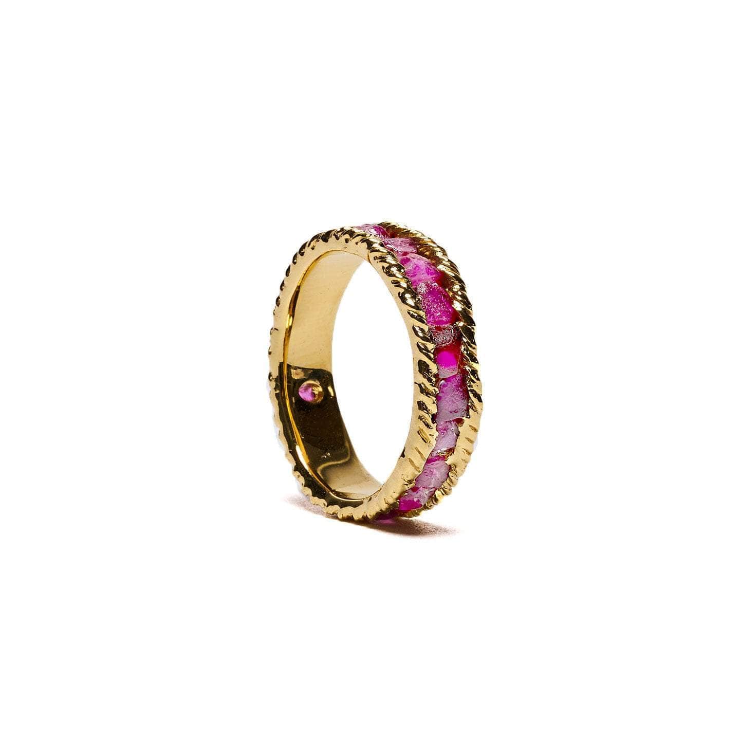 Tiann Minimalist Gold-Plated 925 Silver Ring with Raw Pink Sapphire