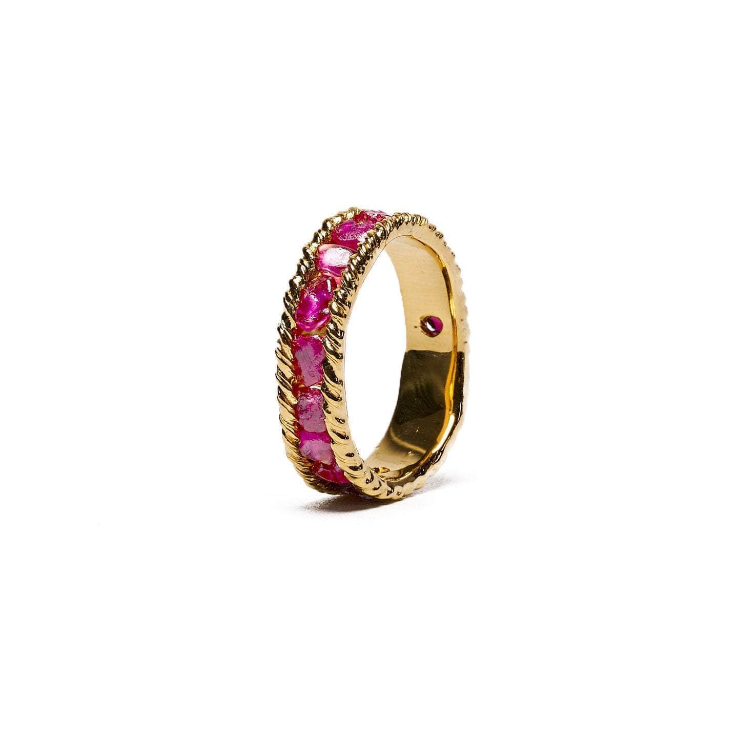 Tiann Minimalist Gold-Plated 925 Silver Ring with Raw Pink Sapphire
