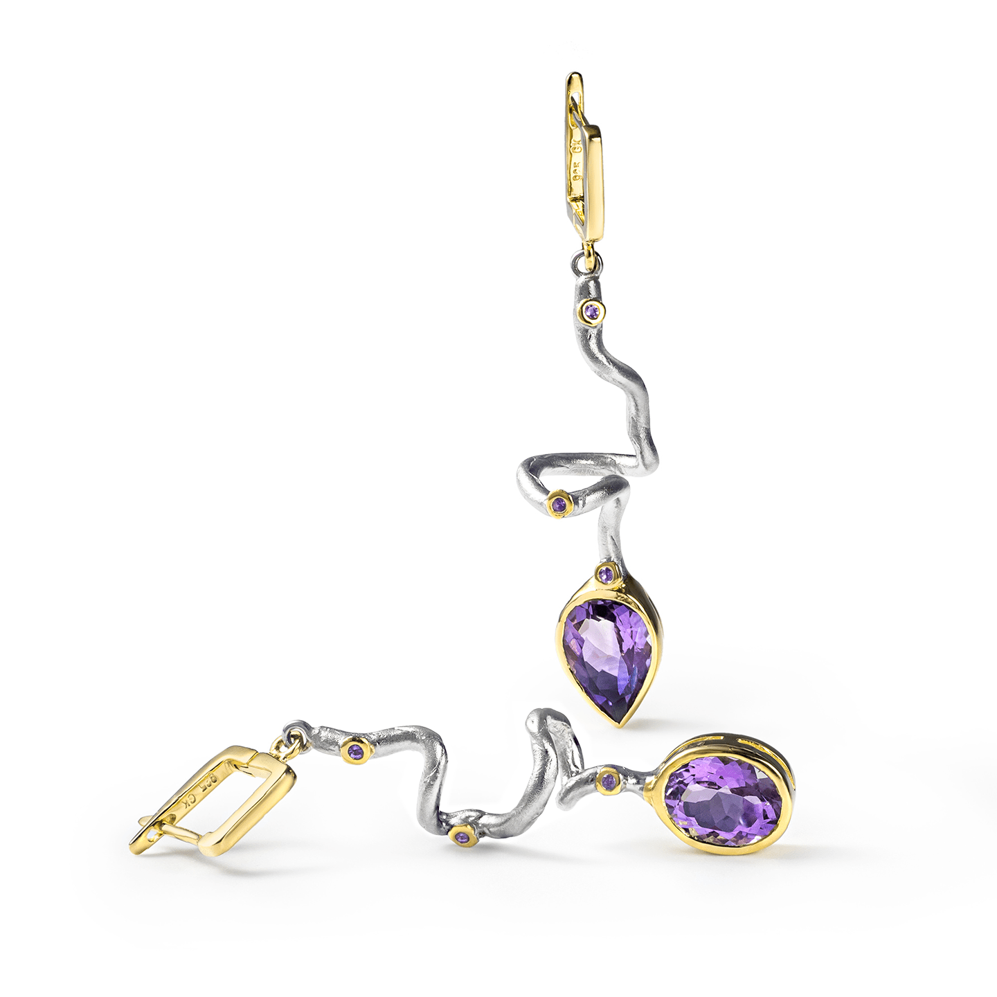 Unku Earrings Personalized & Co-Designed with Custom Options: Blue Topaz, Amethyst, Lemon Quartz, Smoky Quartz, Garnet, White or Black Rhodium, Gold