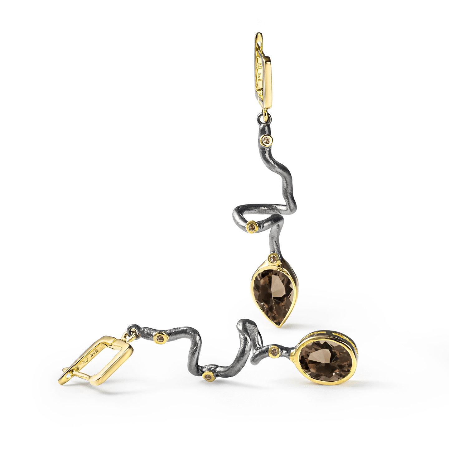 Unku Earrings Personalized & Co-Designed with Custom Options: Blue Topaz, Amethyst, Lemon Quartz, Smoky Quartz, Garnet, White or Black Rhodium, Gold