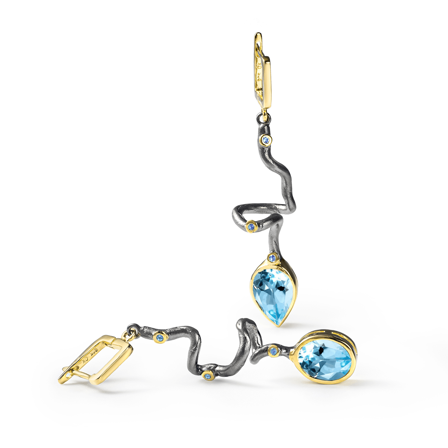 Unku Earrings Personalized & Co-Designed with Custom Options: Blue Topaz, Amethyst, Lemon Quartz, Smoky Quartz, Garnet, White or Black Rhodium, Gold