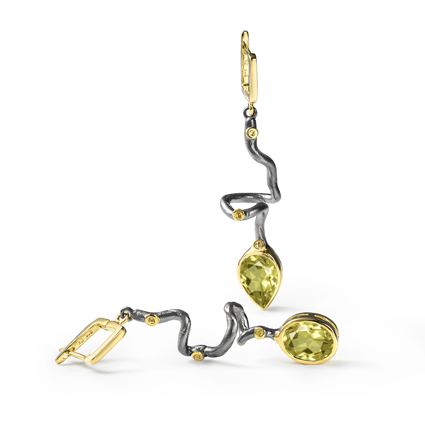 Unku Earrings Personalized & Co-Designed with Custom Options: Blue Topaz, Amethyst, Lemon Quartz, Smoky Quartz, Garnet, White or Black Rhodium, Gold