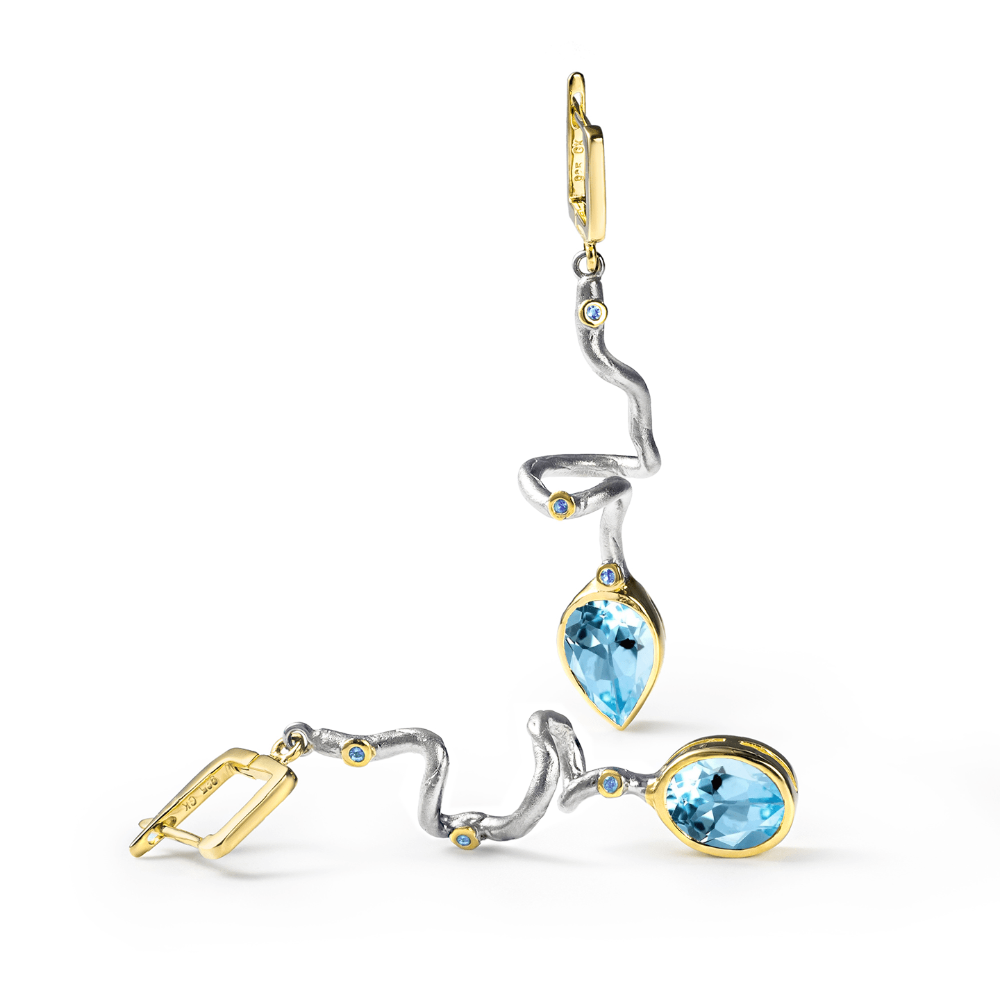Unku Earrings Personalized & Co-Designed with Custom Options: Blue Topaz, Amethyst, Lemon Quartz, Smoky Quartz, Garnet, White or Black Rhodium, Gold