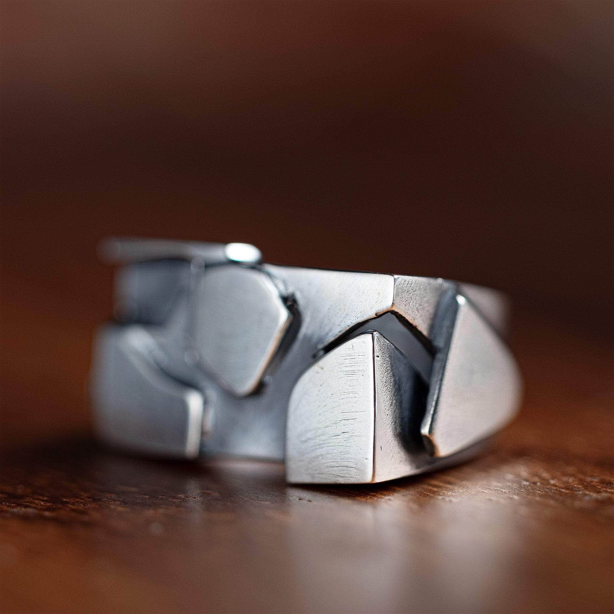 Whisper Oxidized Silver Ring with Freeform Textured Design
