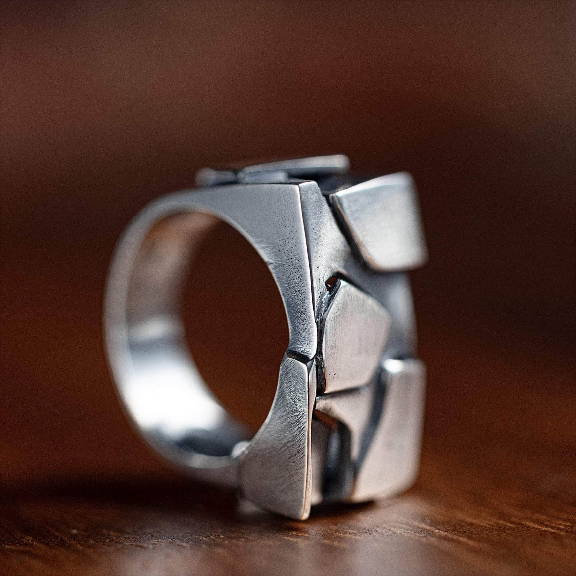 Whisper Oxidized Silver Ring with Freeform Textured Design