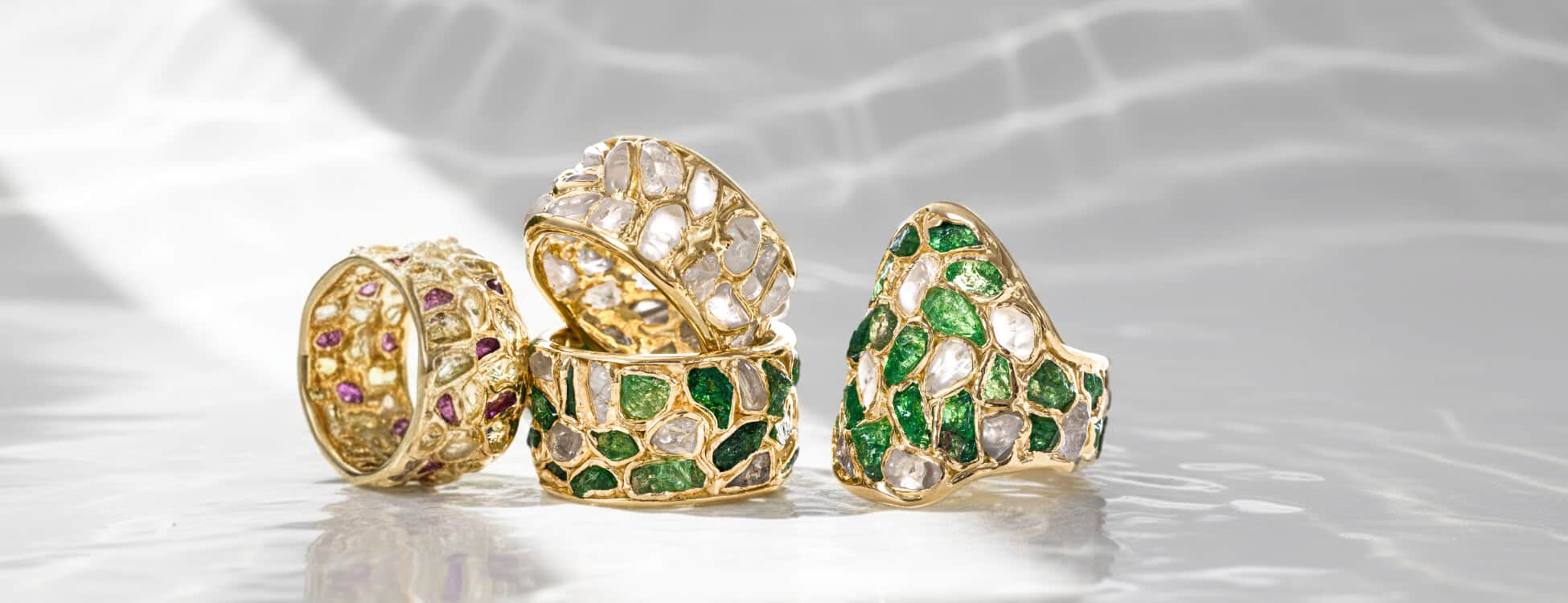 white zircon rings by german kabirski
