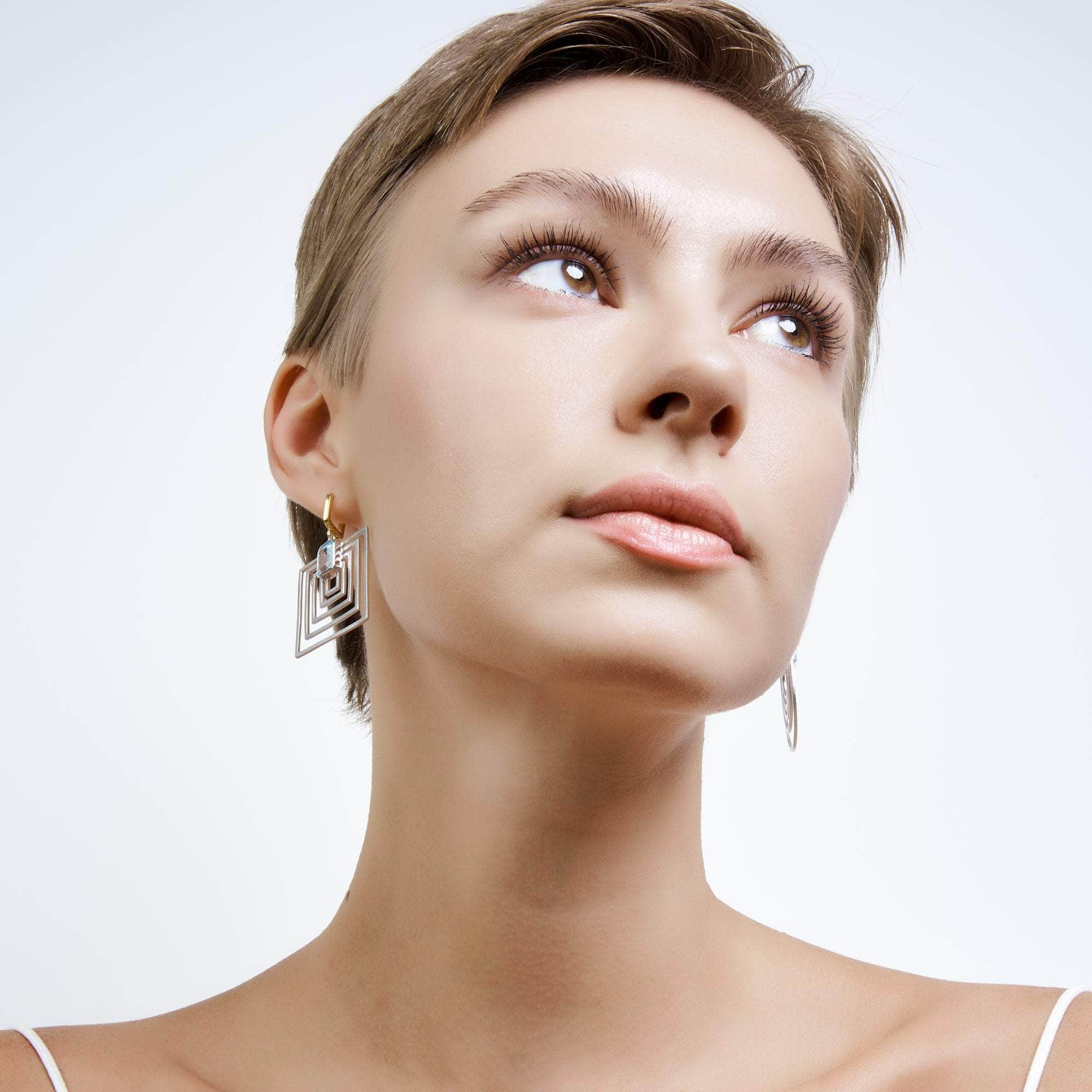 Poincare Blue Topaz Earrings (White Rhodium) GERMAN KABIRSKI