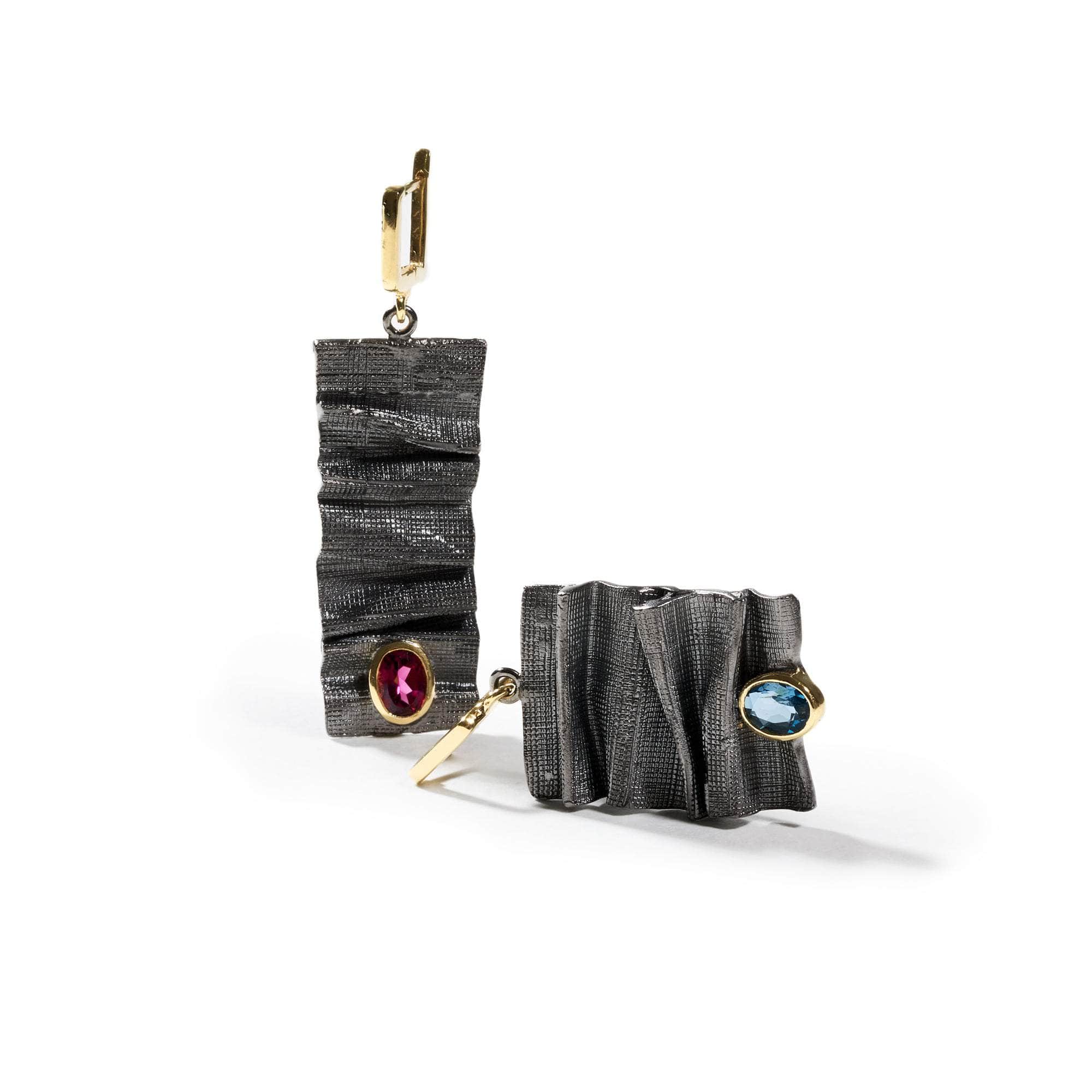 Ruga Rhodolite Garnet and London Blue Topaz Earrings GERMAN KABIRSKI