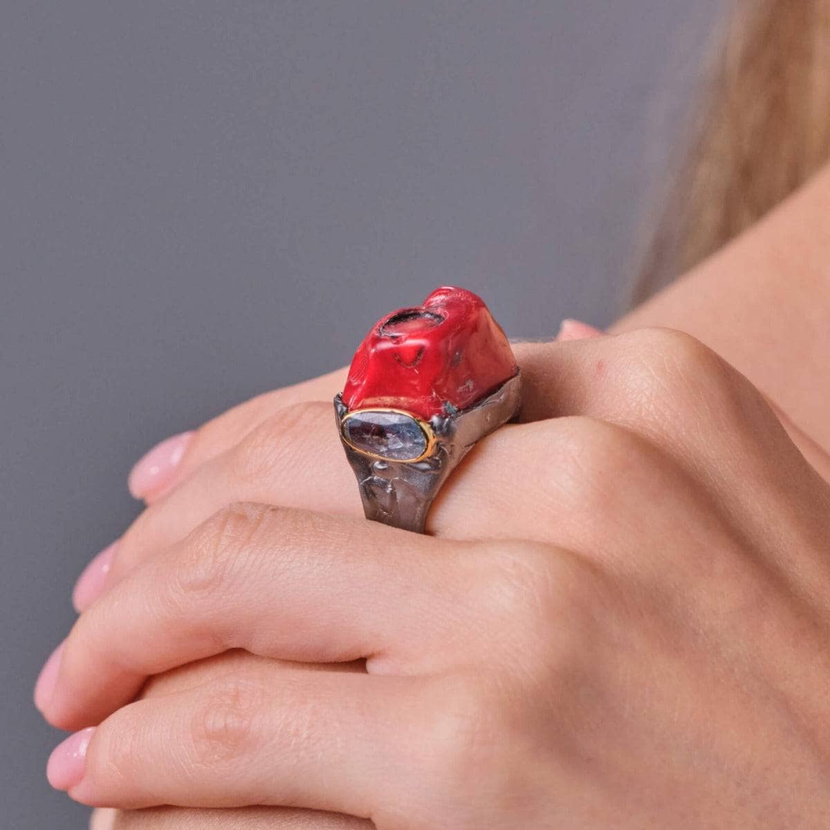 Zeromi Coral and Sapphire Ring GERMAN KABIRSKI