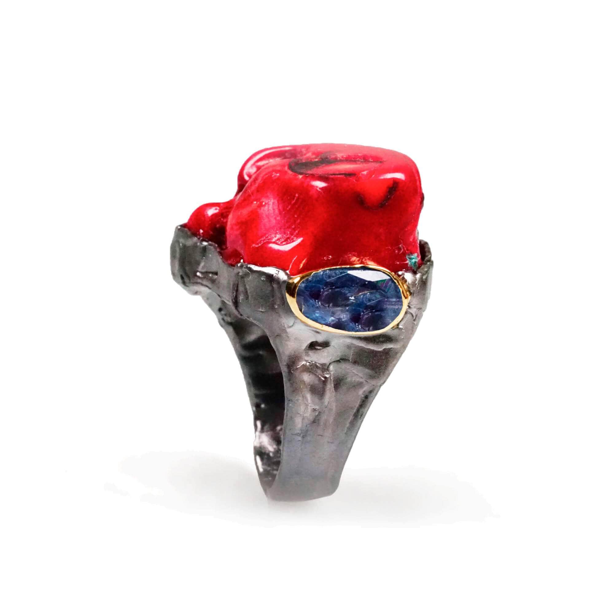 Zeromi Coral and Sapphire Ring GERMAN KABIRSKI