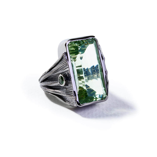 Ring 6.5 Linse Green Amethyst and Green Sapphire Ring Linse Green Amethyst and Green Sapphire Ring, Ring by GERMAN KABIRSKI