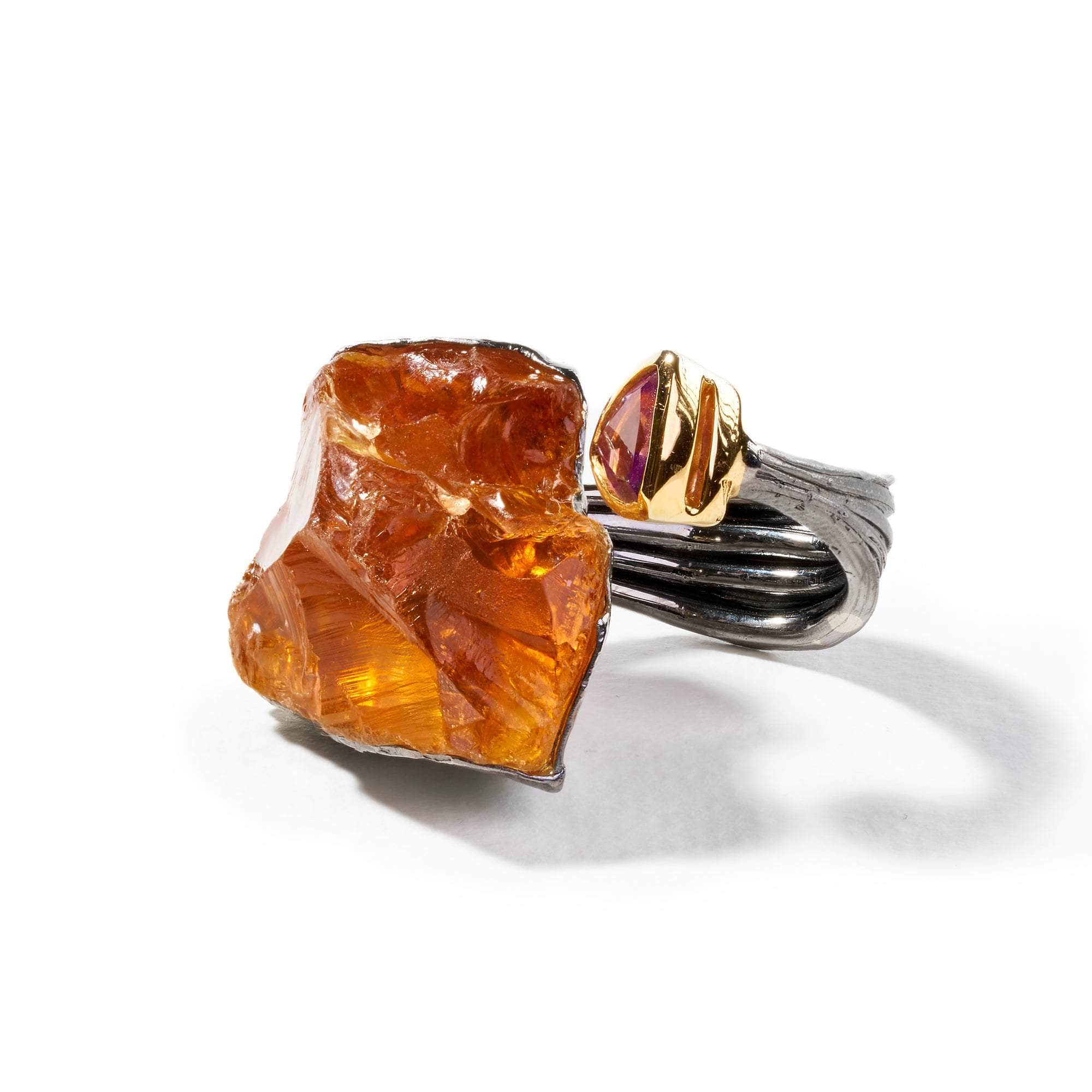 Vesta Rough Citrine and Amethyst Ring GERMAN KABIRSKI