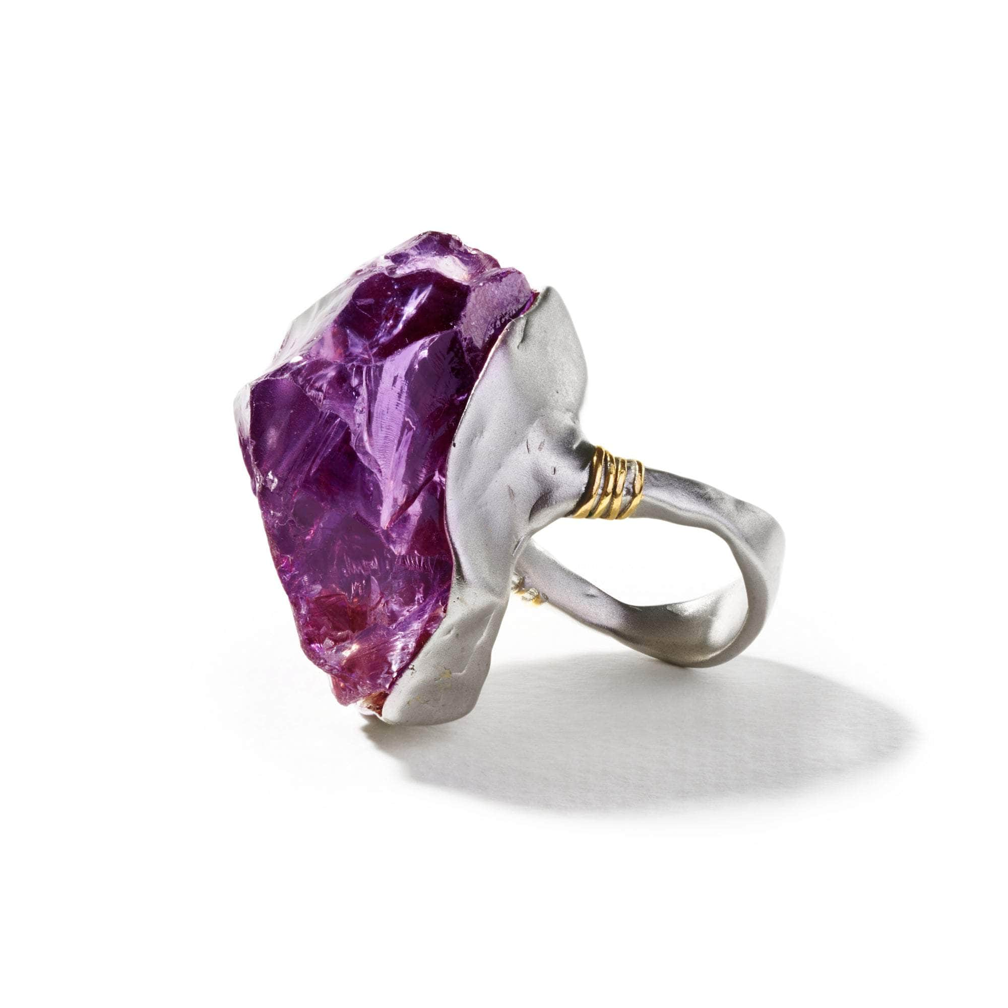 Iro Rough Amethyst and London Blue Topaz Ring GERMAN KABIRSKI