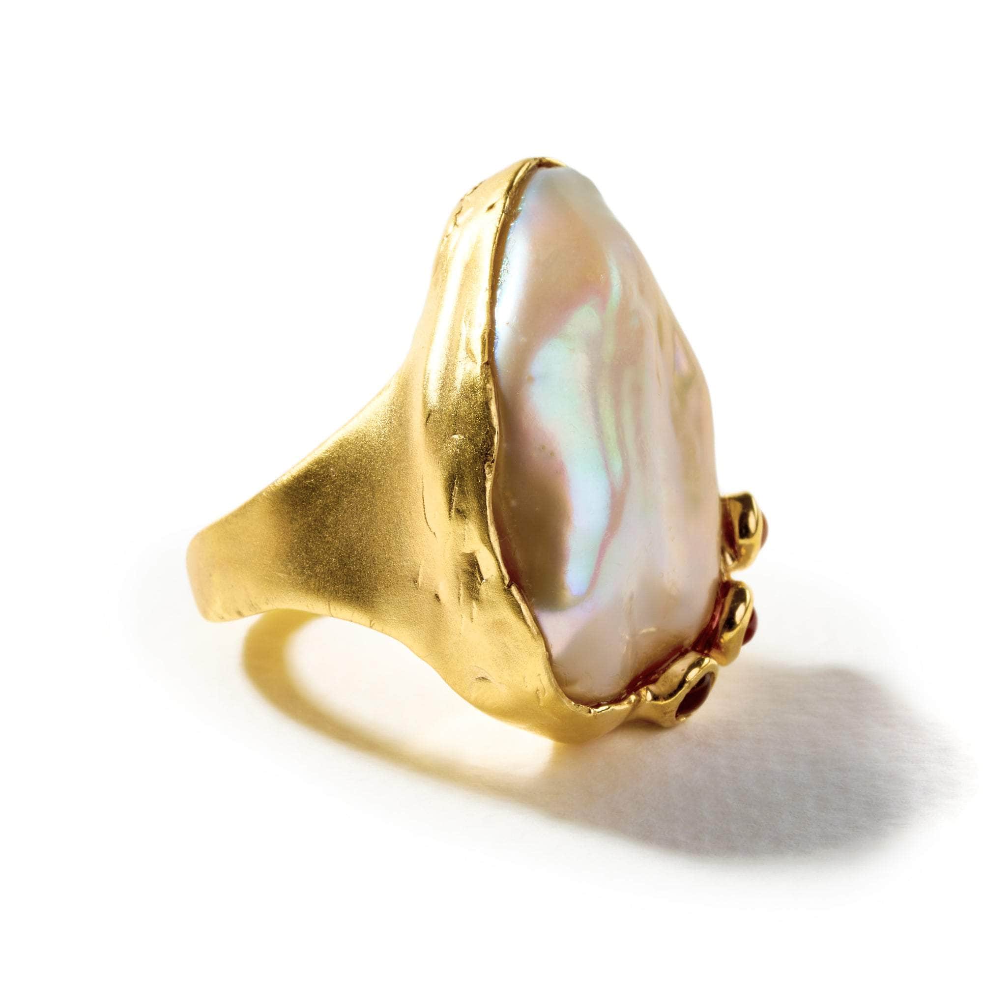 Marga Baroque Pearl and Pink Sapphire and Yellow Sapphire Ring GERMAN KABIRSKI