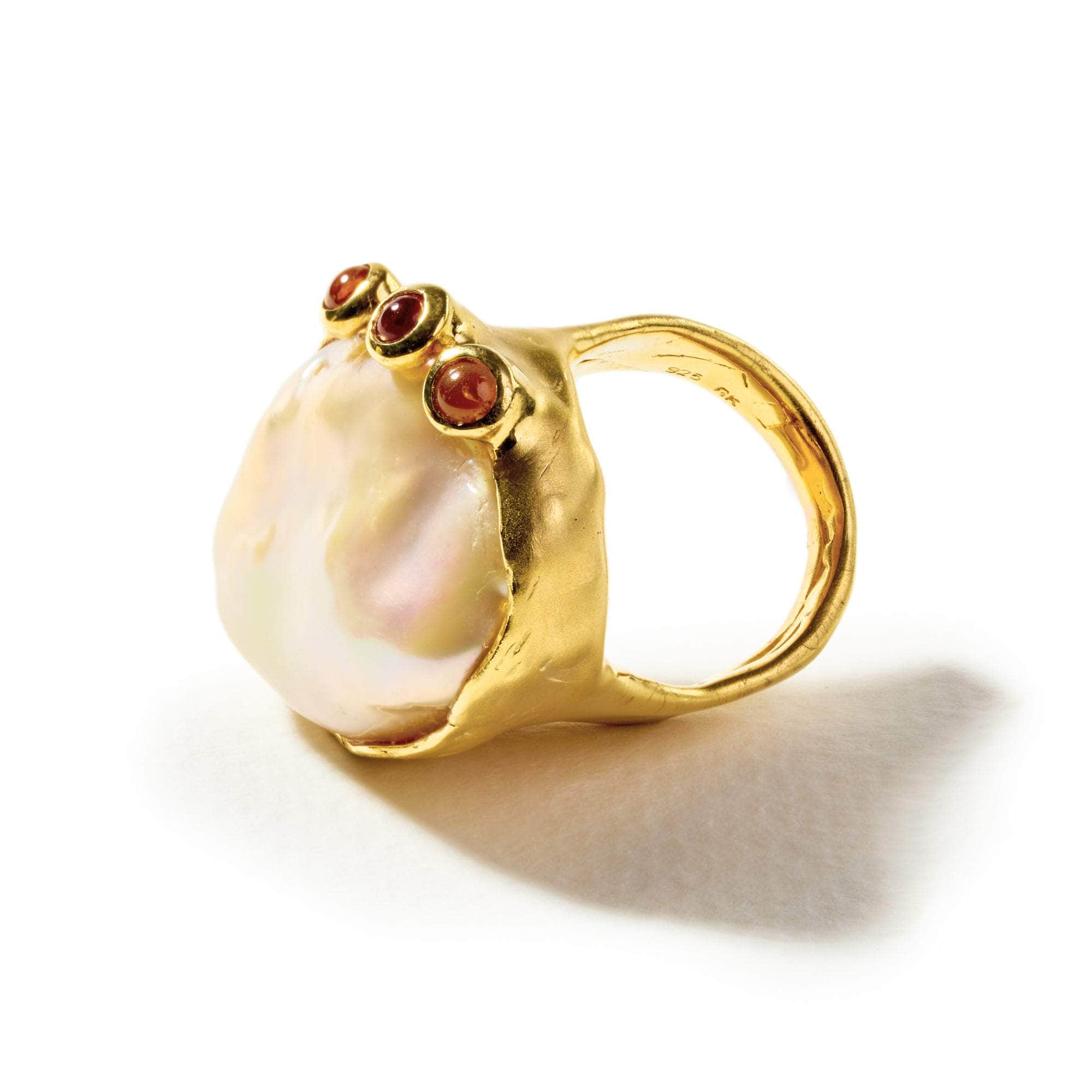Marga Baroque Pearl and Pink Sapphire and Yellow Sapphire Ring GERMAN KABIRSKI
