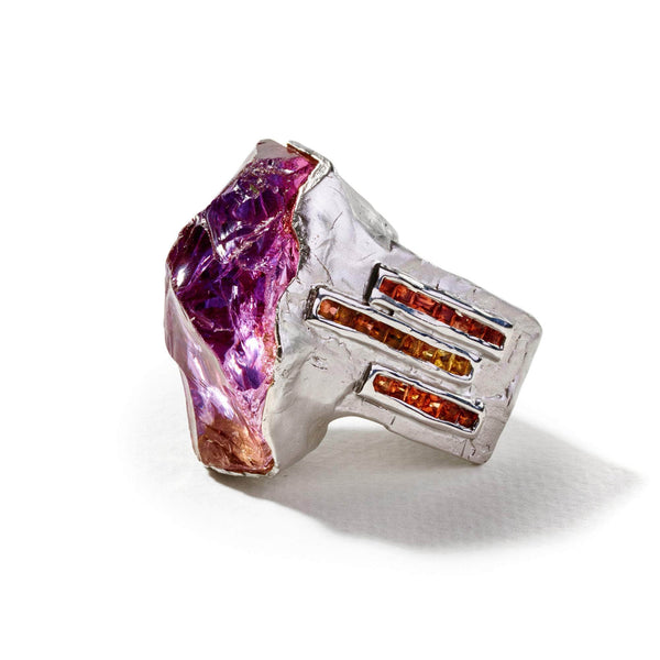 Ring 7 Brante Rough Amethyst and Mixed Sapphire Ring Brante Rough Amethyst and Mixed Sapphire Ring, Ring by GERMAN KABIRSKI