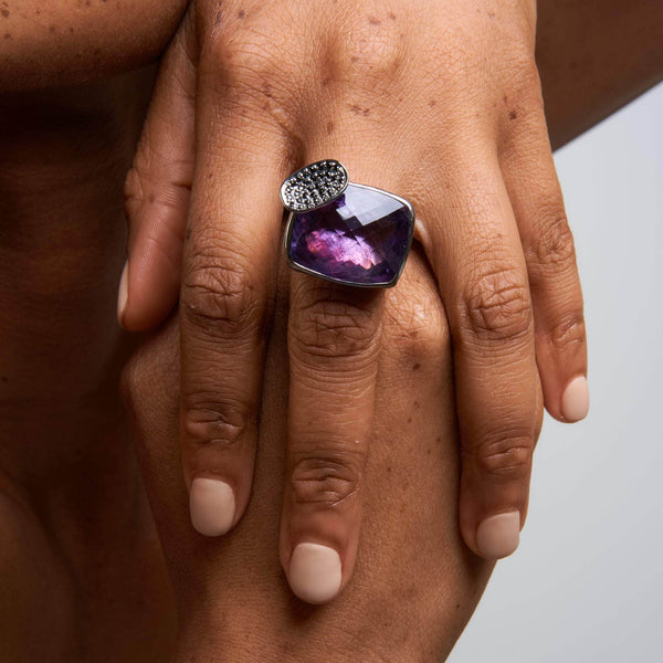 Ring 7 Fios Amethyst and Black Spinel Ring Fios Amethyst and Black Spinel Ring, Ring by GERMAN KABIRSKI