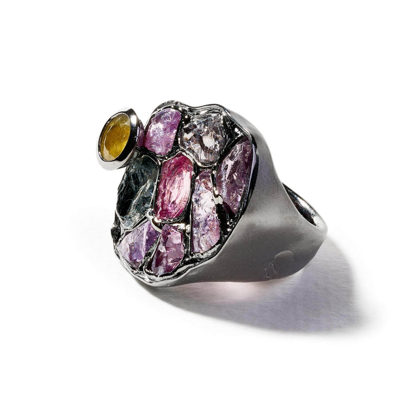 Ring 9 Moch Rough Pink Spinel and Yellow Sapphire Ring Moch Rough Pink Spinel and Yellow Sapphire Ring, Ring by GERMAN KABIRSKI