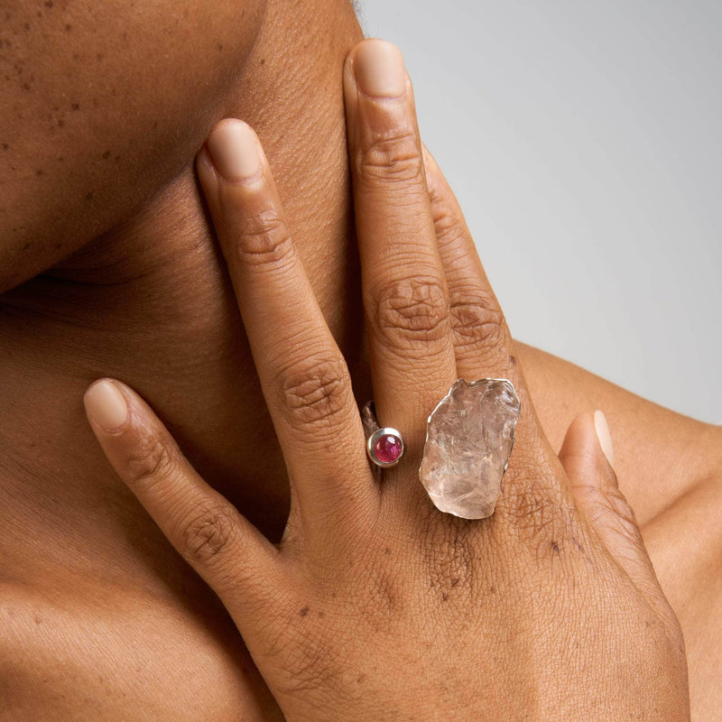 Pave Diamond, Baguette Amethyst, and Triangular Pink Tourmaline Ring |  CGR769W-DAPT | Valina
