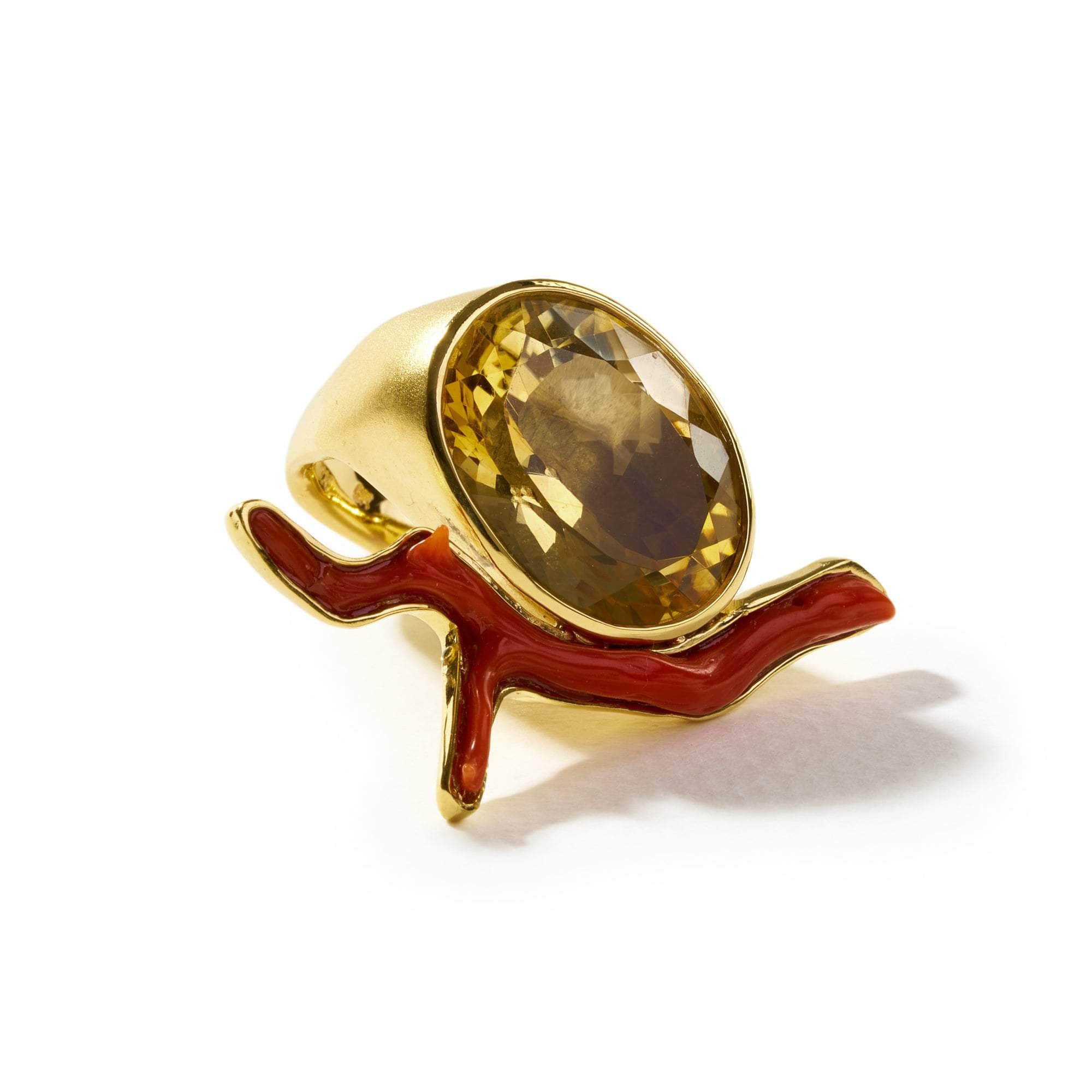 Zoa Citrine and Red Coral Ring GERMAN KABIRSKI